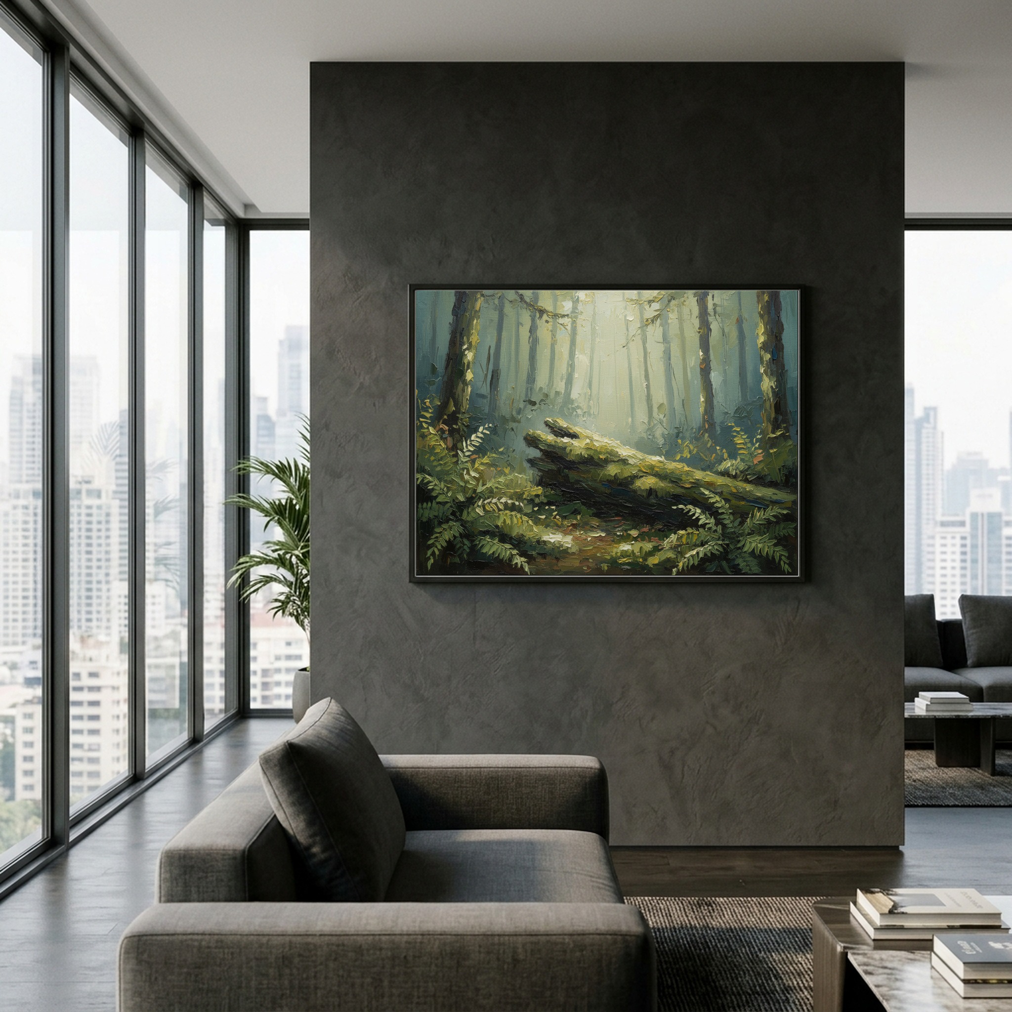 Olympic Rainforest Canvas Wall Art, Mossy Woodland Fern Print for Calm Office or Spa Decor - Image 3