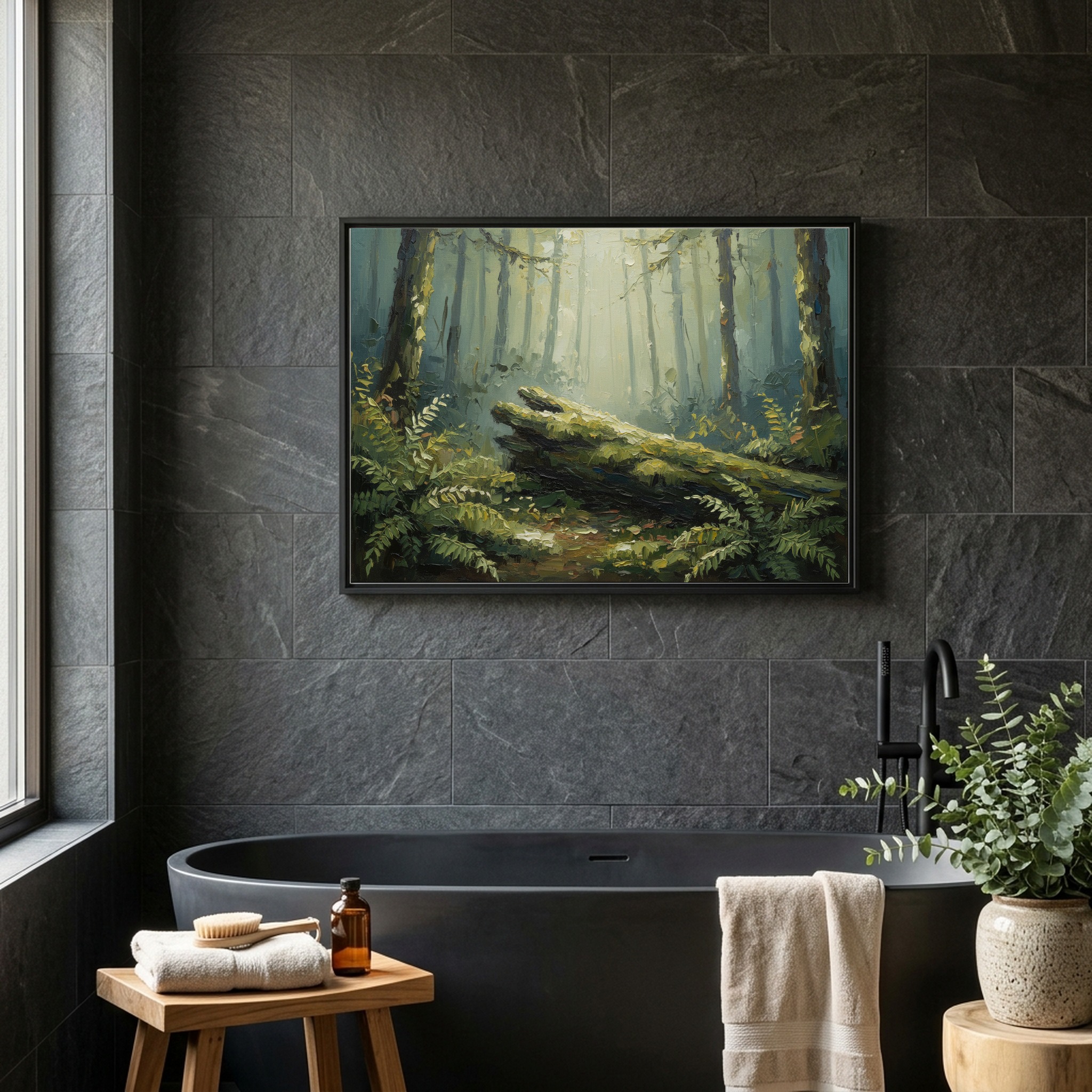 Olympic Rainforest Canvas Wall Art, Mossy Woodland Fern Print for Calm Office or Spa Decor - Image 5