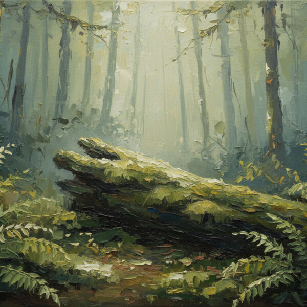 Olympic Rainforest Canvas Wall Art, Mossy Woodland Fern Print for Calm Office or Spa Decor