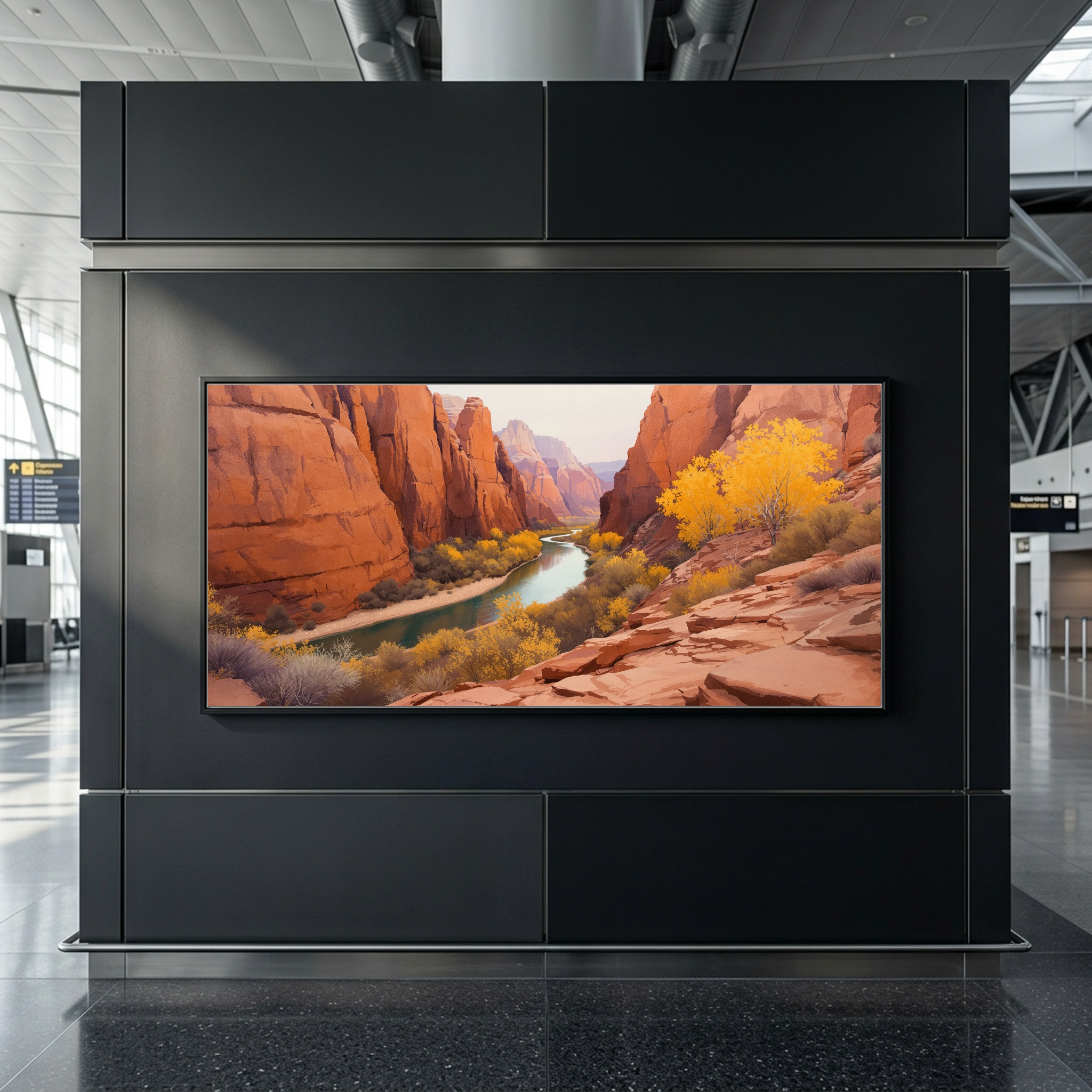 Zion Red Rock Canyons Panoramic Canvas – Wild River & Golden Aspens Wall Art for Wide Hallway or Home Office - Image 8