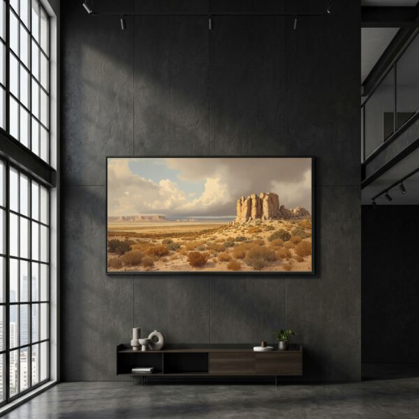 Rocky Mountain High Plateaus Panoramic Canvas – Open Wild Landscape with Dramatic Clouds