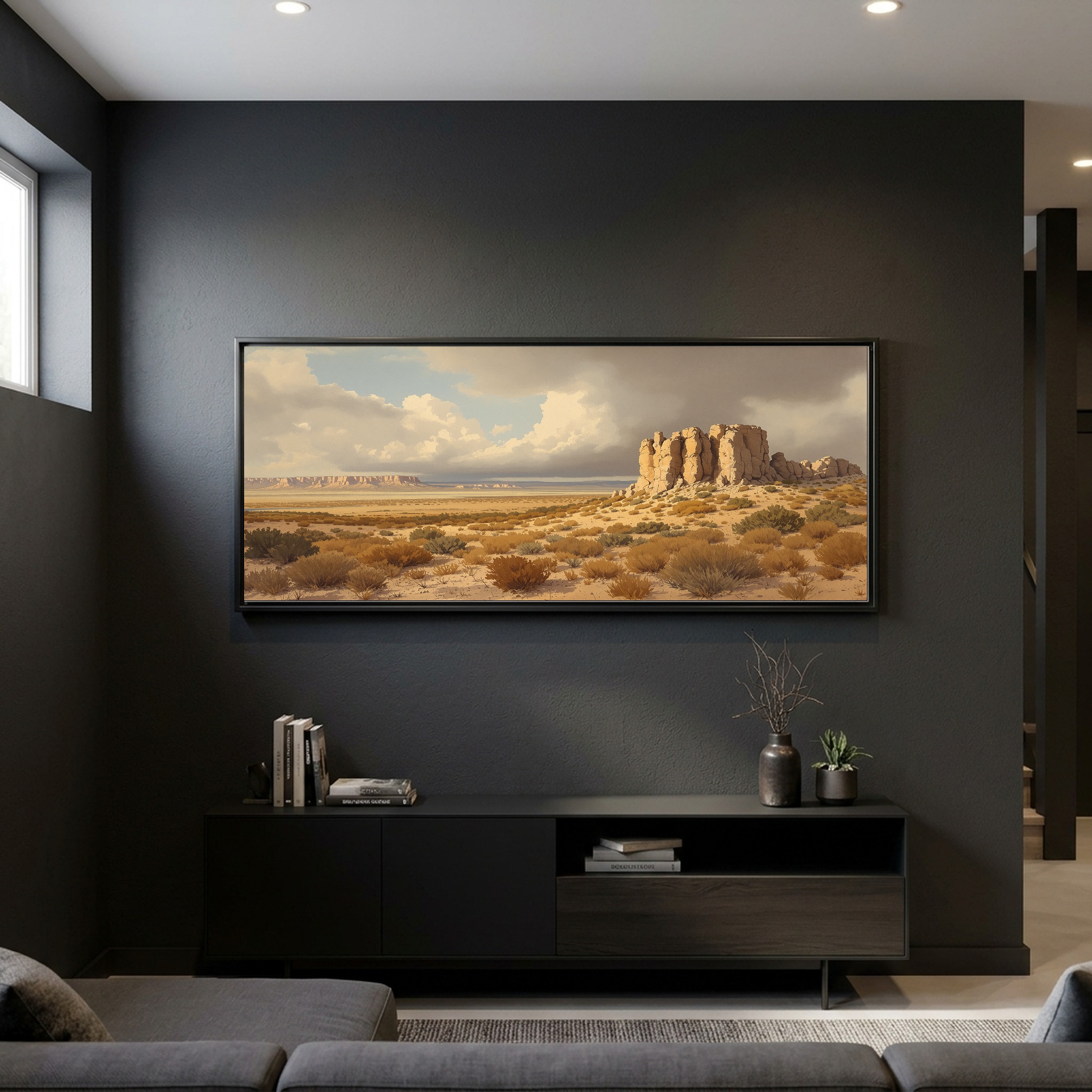 Rocky Mountain High Plateaus Panoramic Canvas – Open Wild Landscape with Dramatic Clouds - Image 2