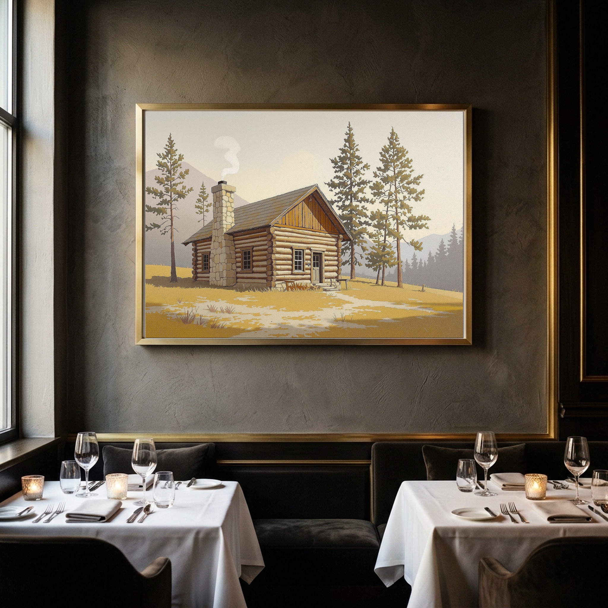 Classic Log Cabin in Mountain Clearing – Rustic Pioneer Cabin Canvas Wall Art for Mountain House - Image 10