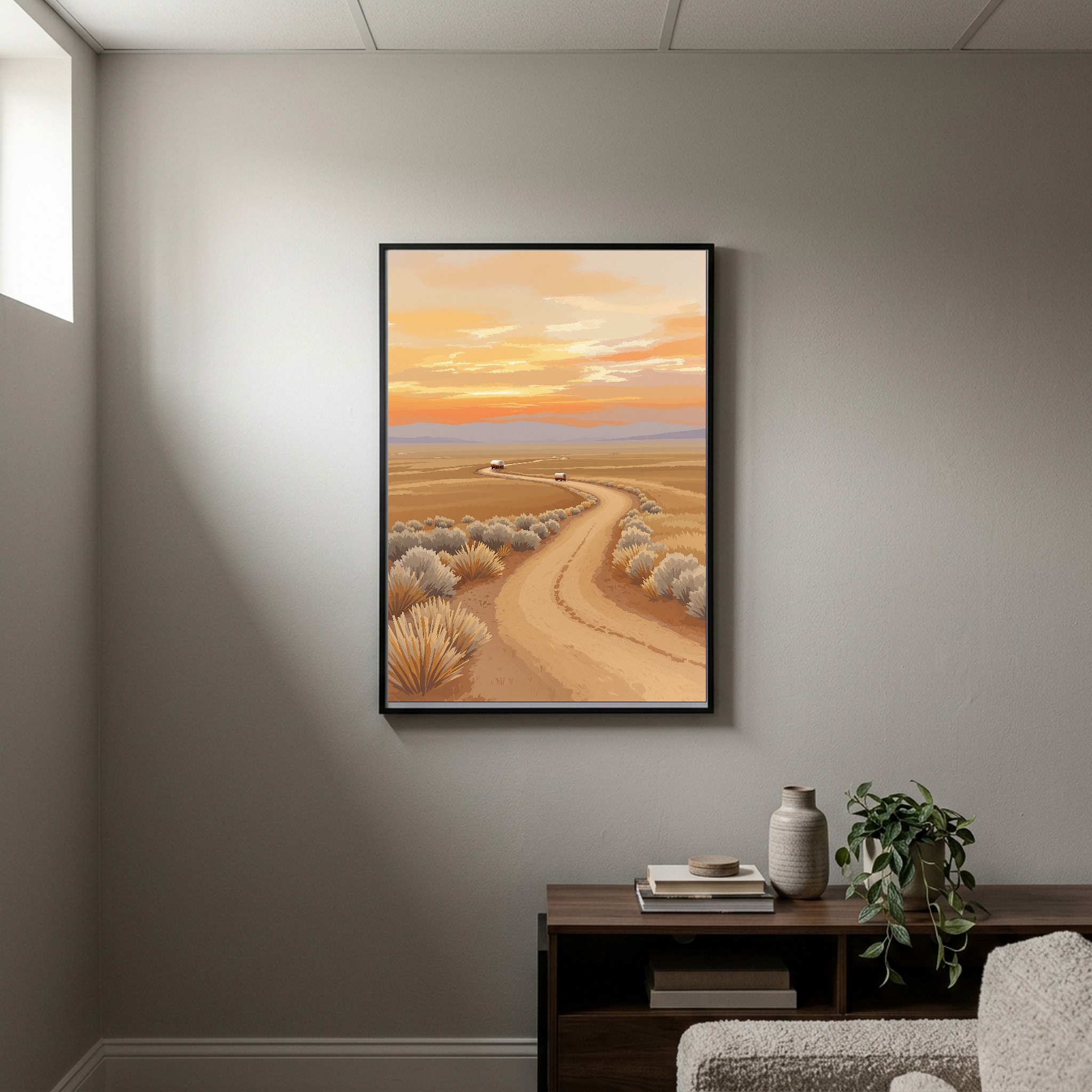 Pioneer Wagon Trail at Dusk – Historic Frontier Canvas Wall Art for Traditional Home Office - Image 2