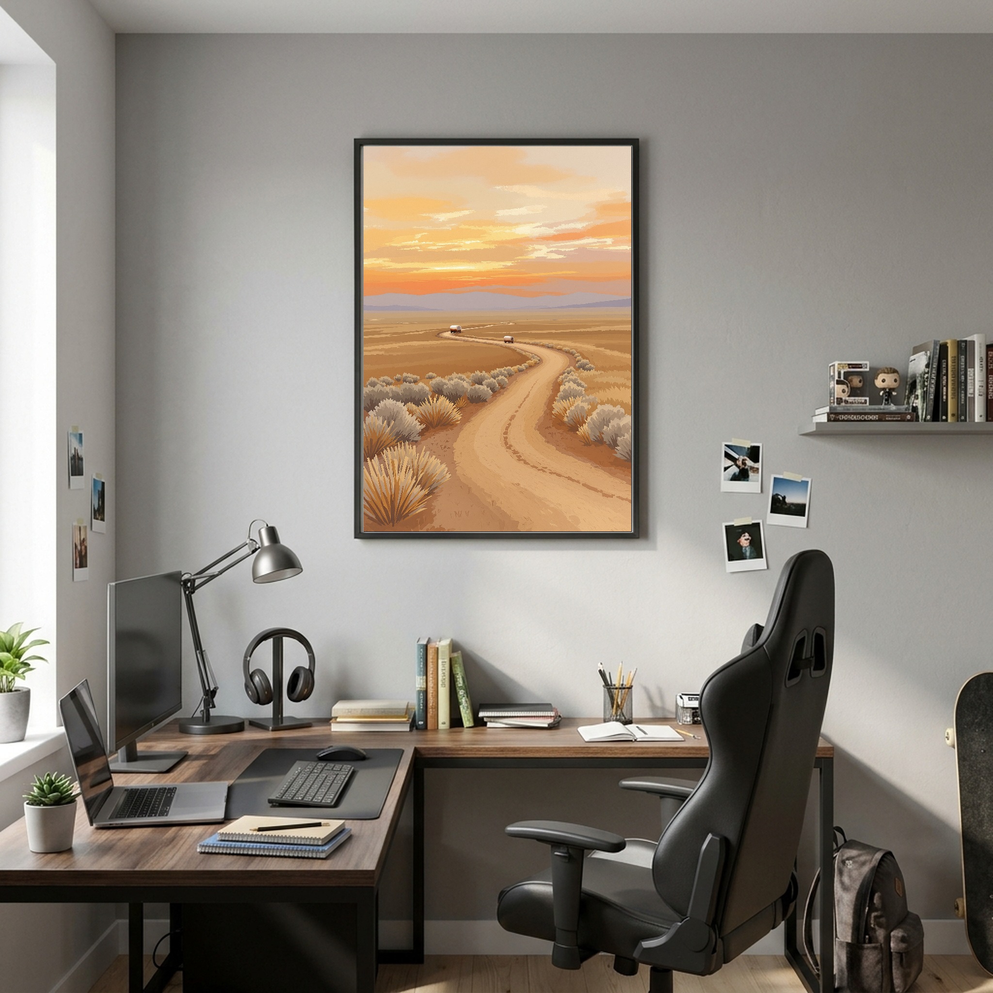 Pioneer Wagon Trail at Dusk – Historic Frontier Canvas Wall Art for Traditional Home Office - Image 4