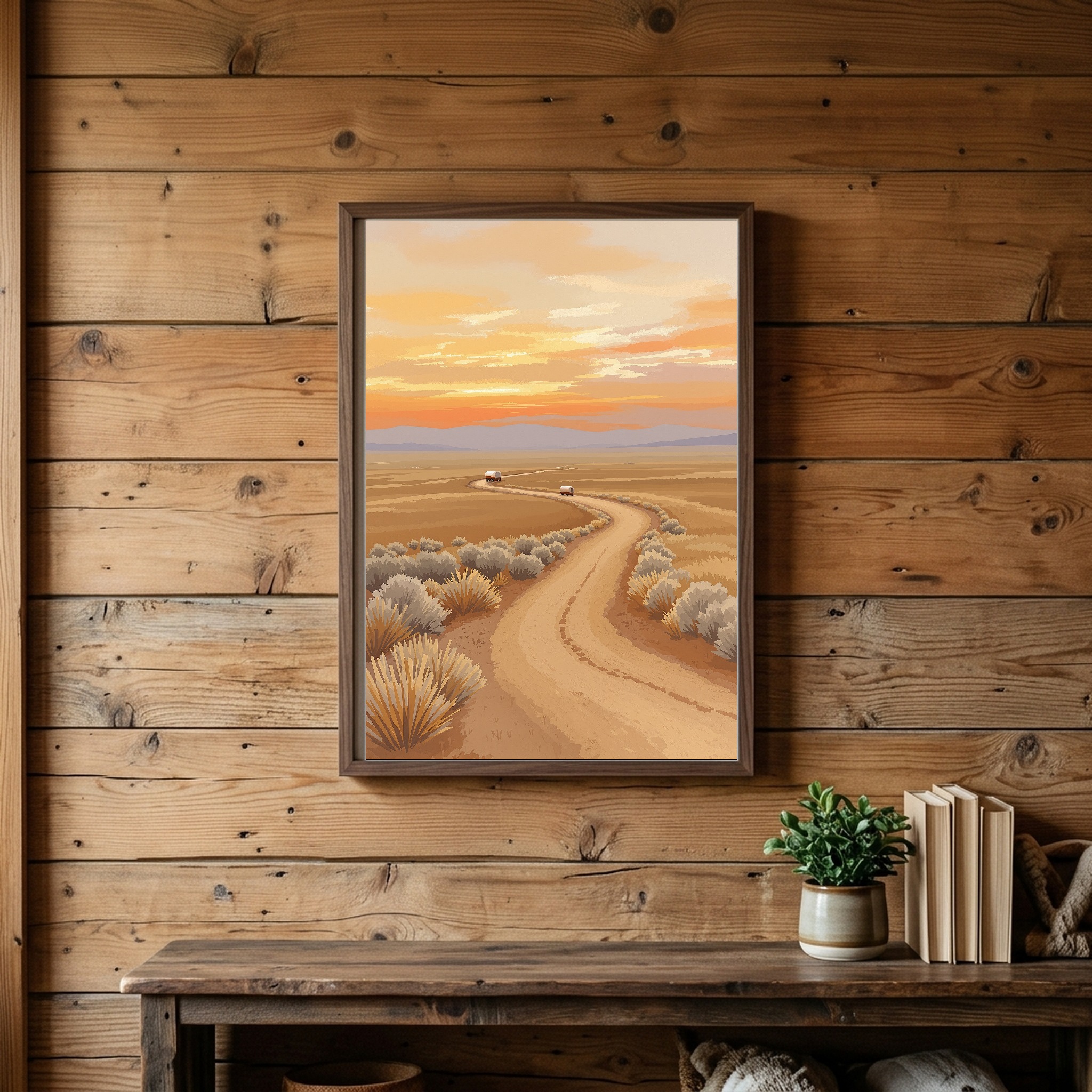 Pioneer Wagon Trail at Dusk – Historic Frontier Canvas Wall Art for Traditional Home Office - Image 5