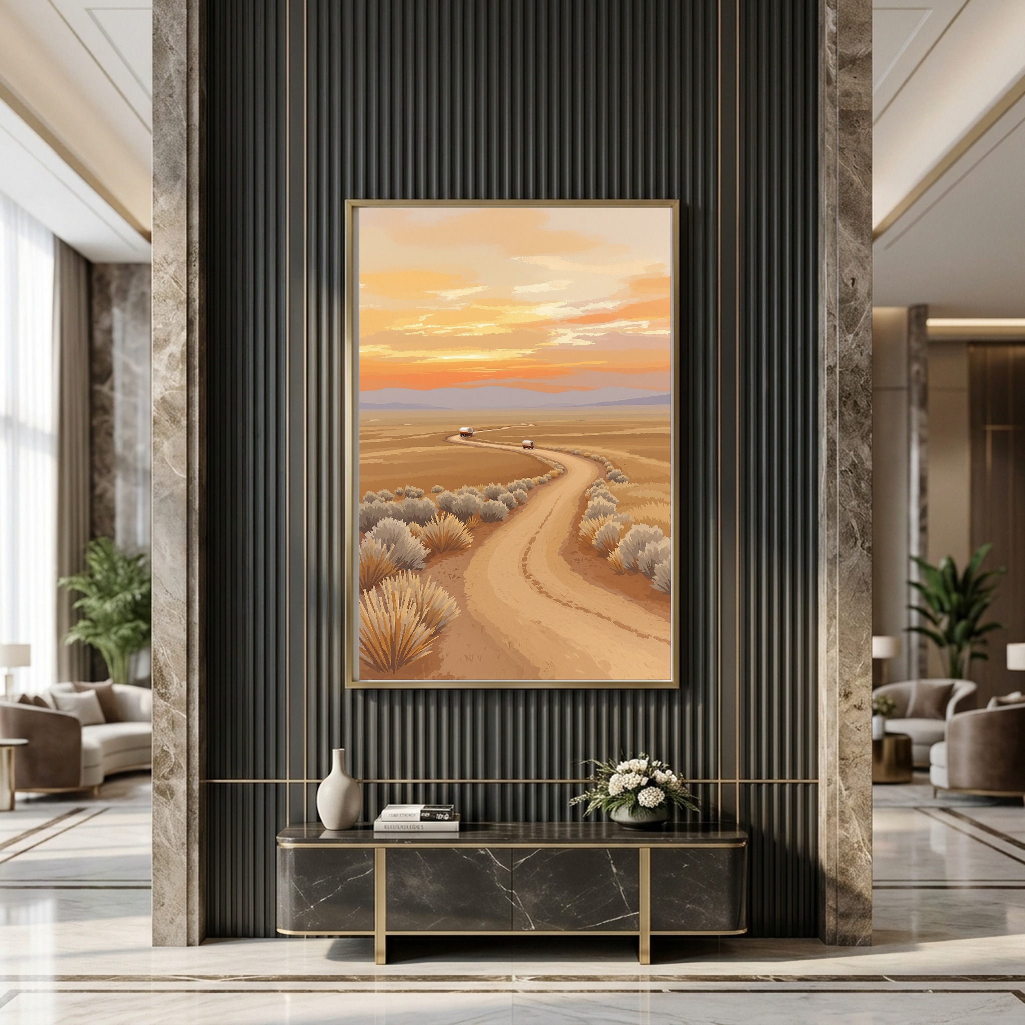 Pioneer Wagon Trail at Dusk – Historic Frontier Canvas Wall Art for Traditional Home Office - Image 6
