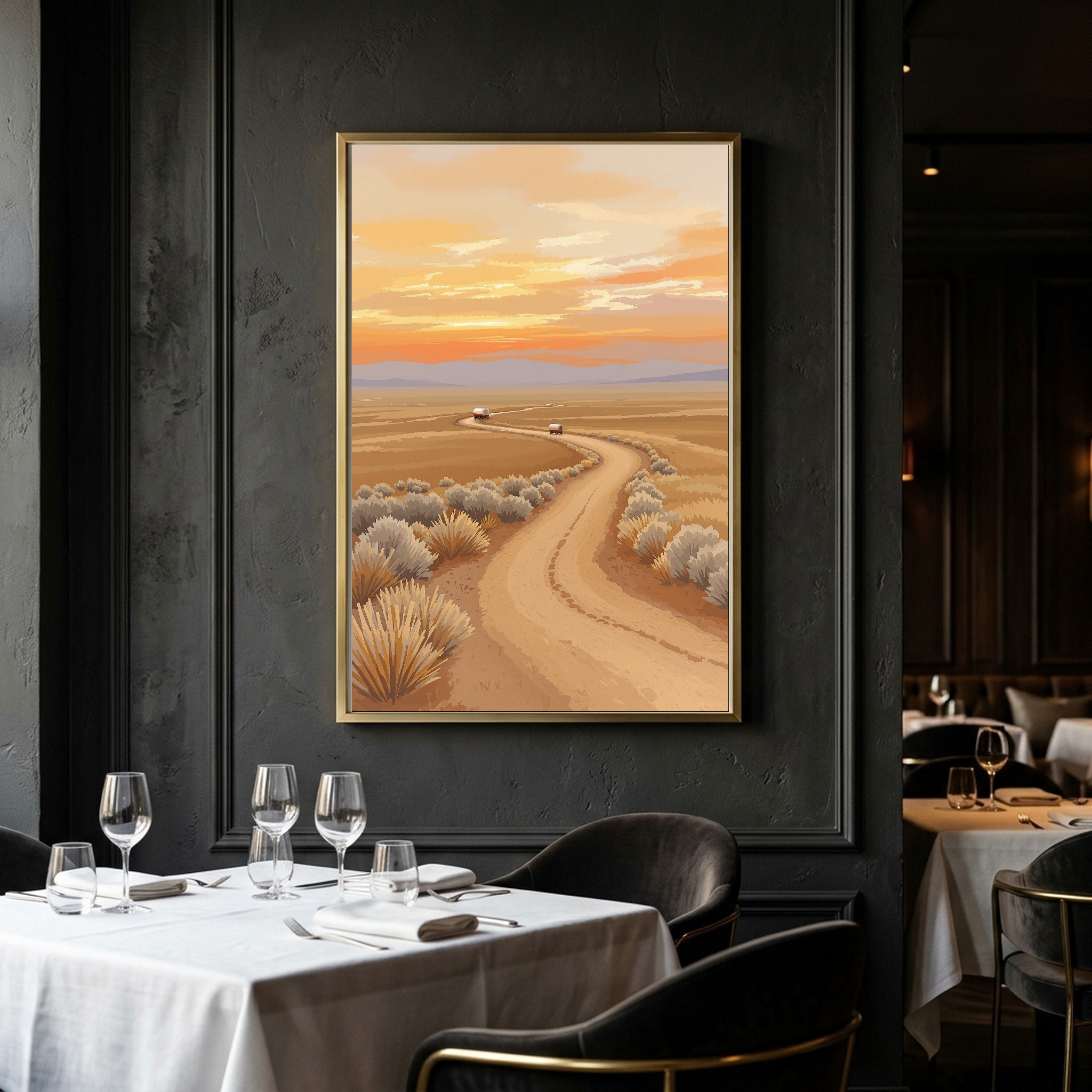 Pioneer Wagon Trail at Dusk – Historic Frontier Canvas Wall Art for Traditional Home Office - Image 8