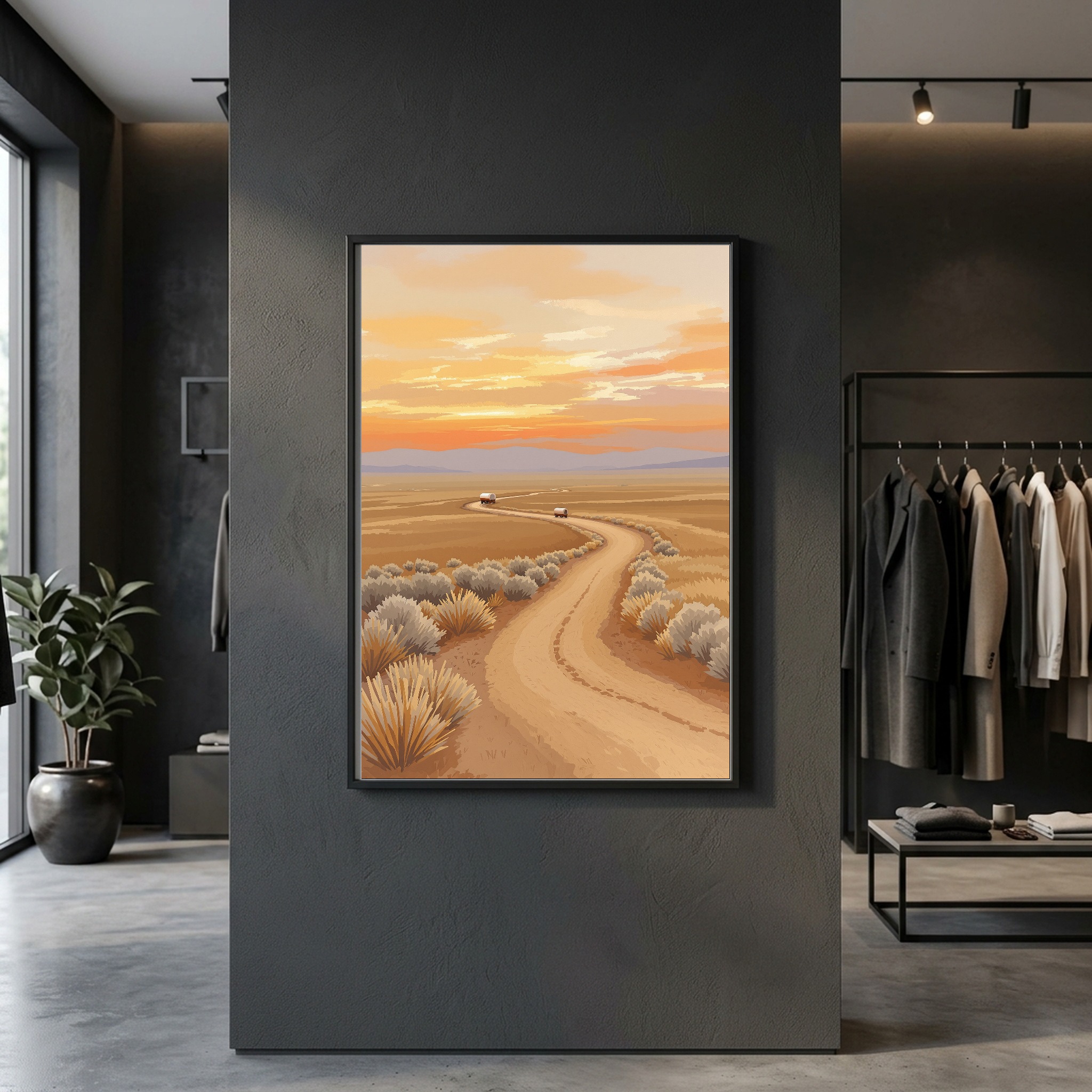 Pioneer Wagon Trail at Dusk – Historic Frontier Canvas Wall Art for Traditional Home Office - Image 10