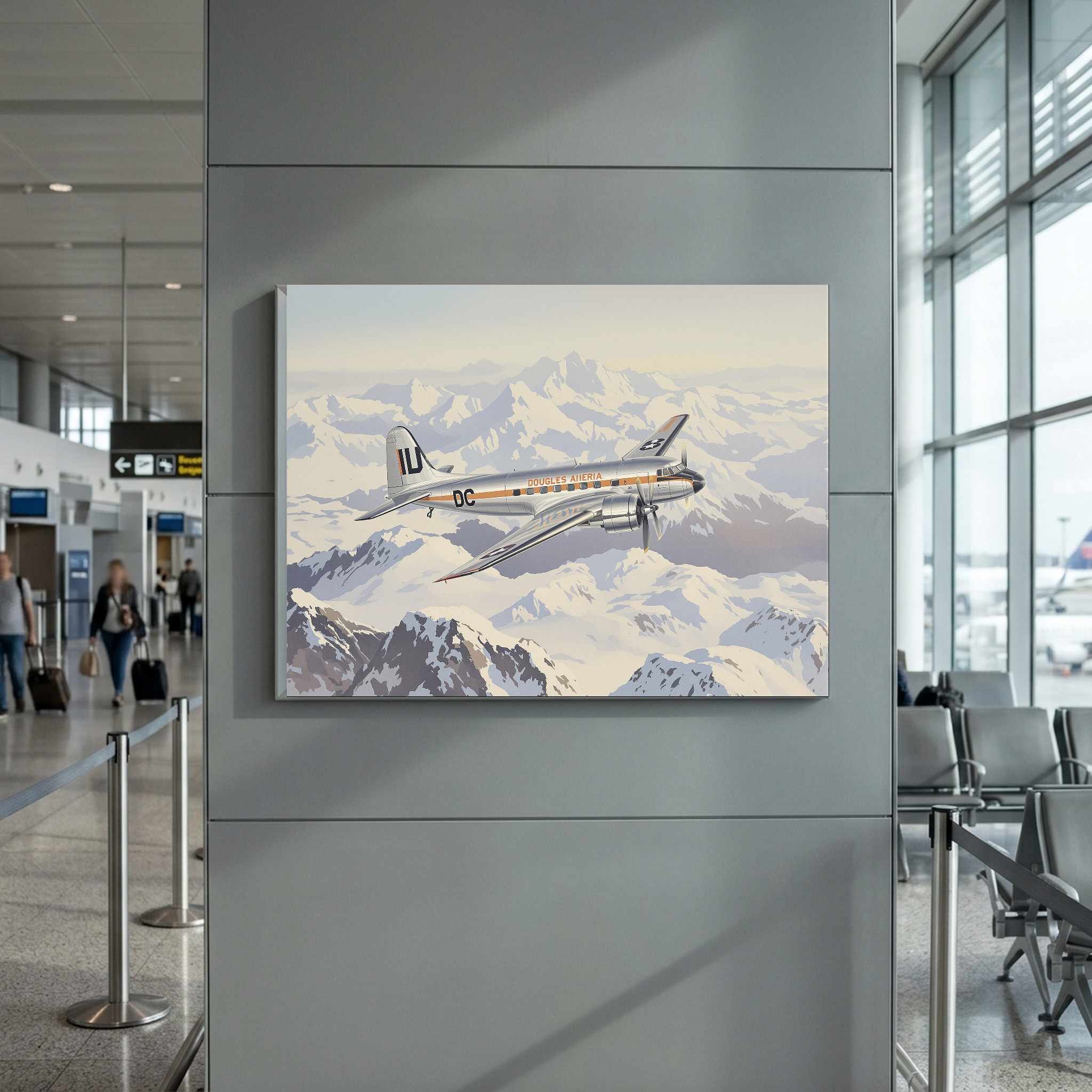 Douglas DC-3 Over Snowy Mountains | Vintage Aviation Canvas Wall Art for Classic Office - Image 8