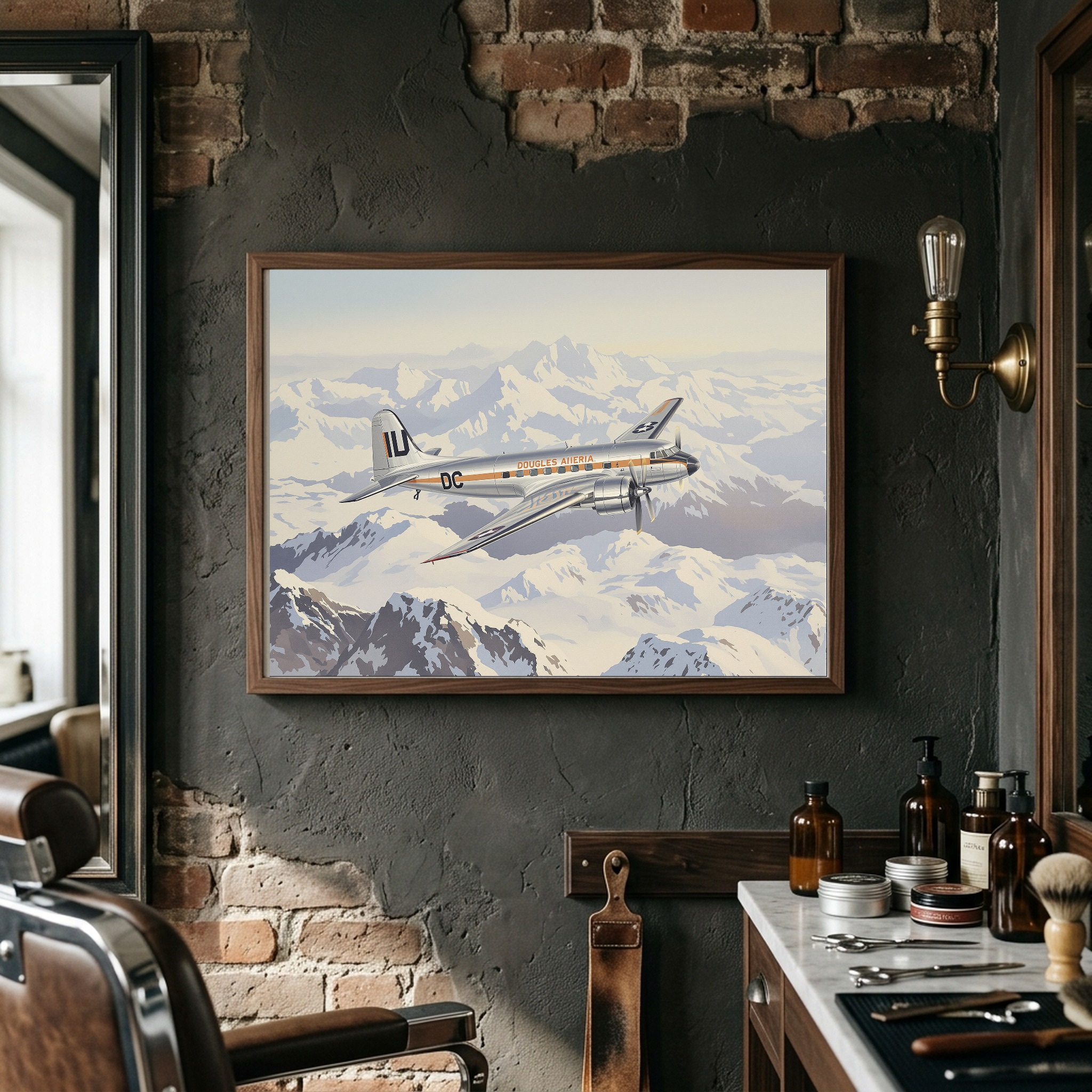 Douglas DC-3 Over Snowy Mountains | Vintage Aviation Canvas Wall Art for Classic Office - Image 10