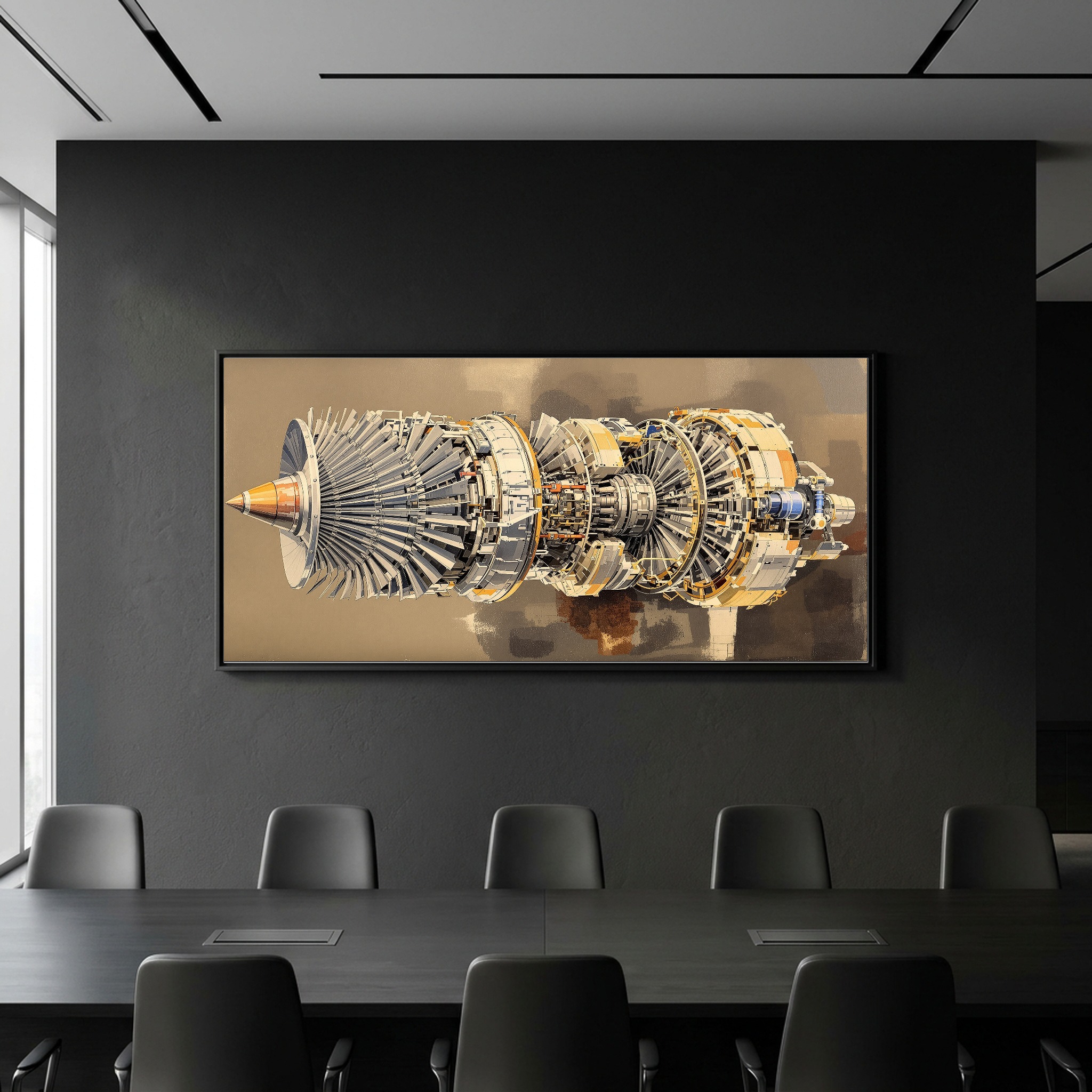 Turbofan Jet Engine Cutaway Canvas – Industrial Aviation Wall Art for Office or Loft - Image 3