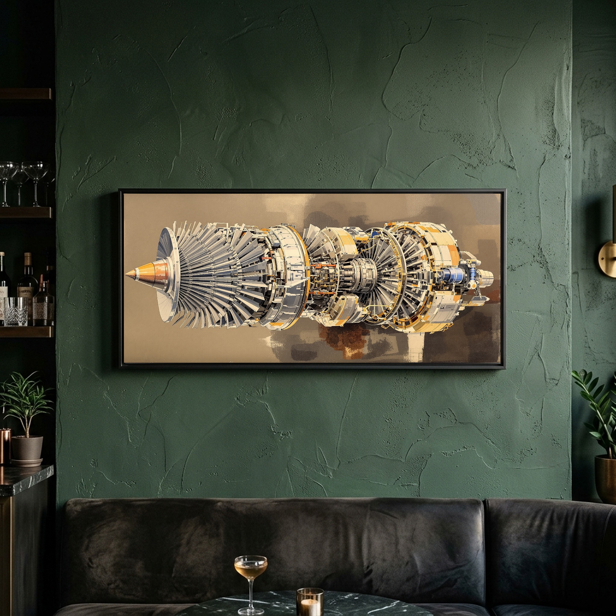 Turbofan Jet Engine Cutaway Canvas – Industrial Aviation Wall Art for Office or Loft - Image 4