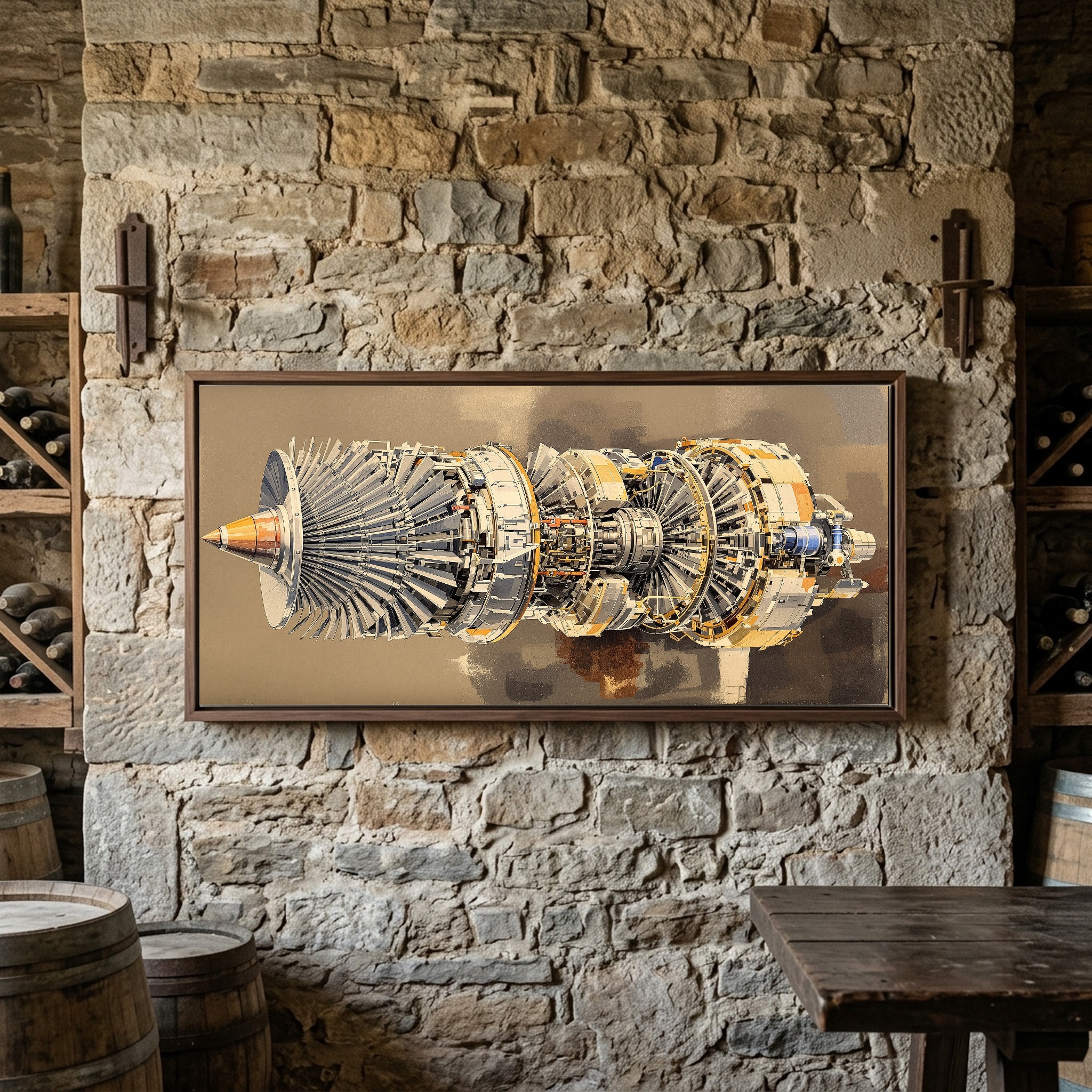 Turbofan Jet Engine Cutaway Canvas – Industrial Aviation Wall Art for Office or Loft - Image 6