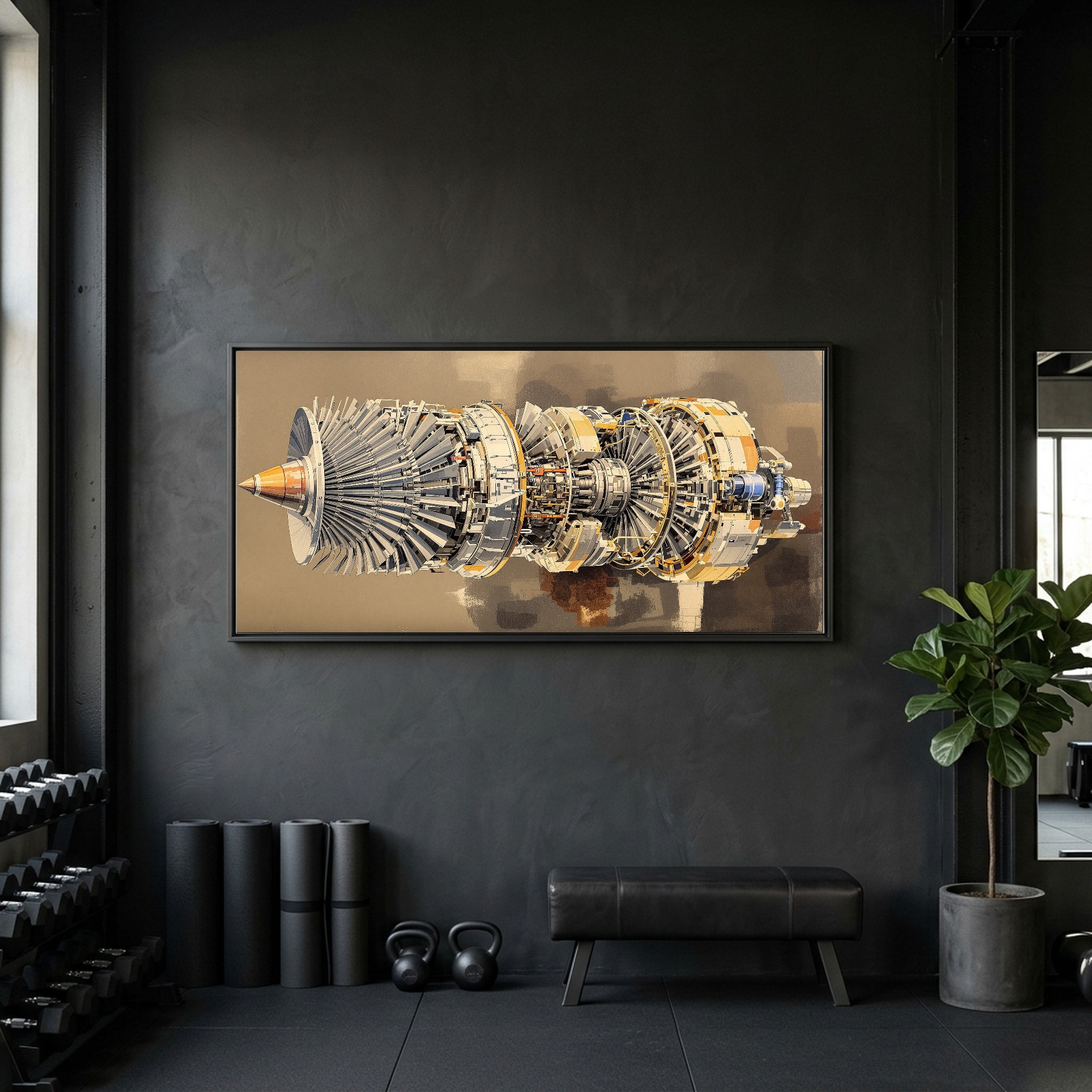 Turbofan Jet Engine Cutaway Canvas – Industrial Aviation Wall Art for Office or Loft - Image 7