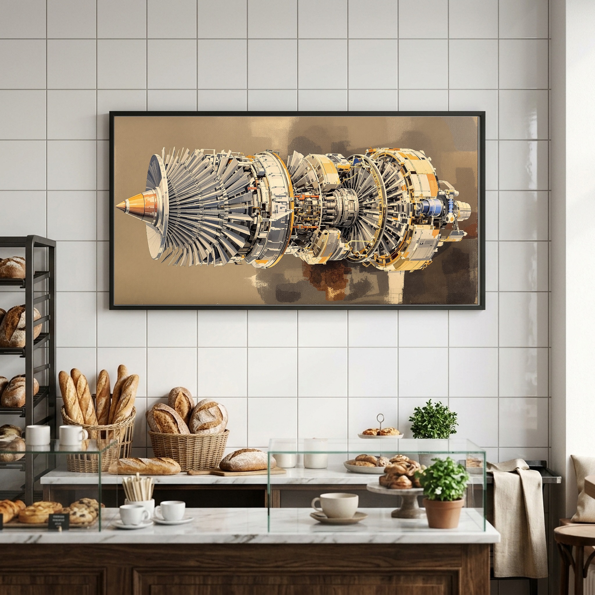 Turbofan Jet Engine Cutaway Canvas – Industrial Aviation Wall Art for Office or Loft - Image 8