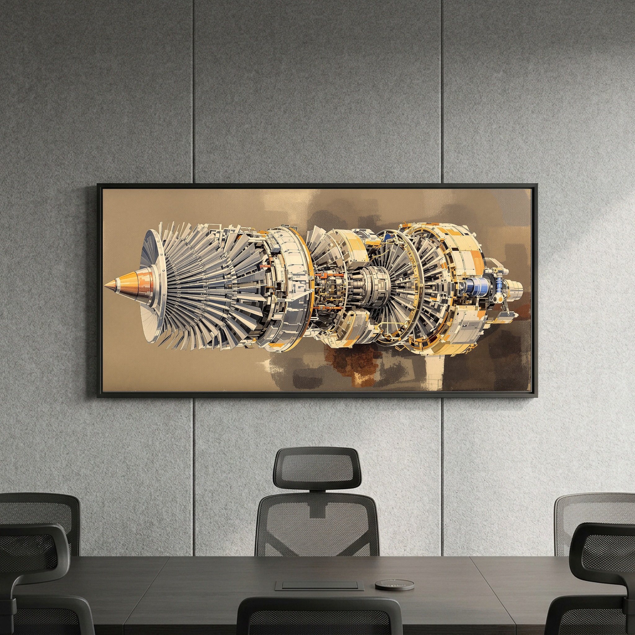 Turbofan Jet Engine Cutaway Canvas – Industrial Aviation Wall Art for Office or Loft - Image 9