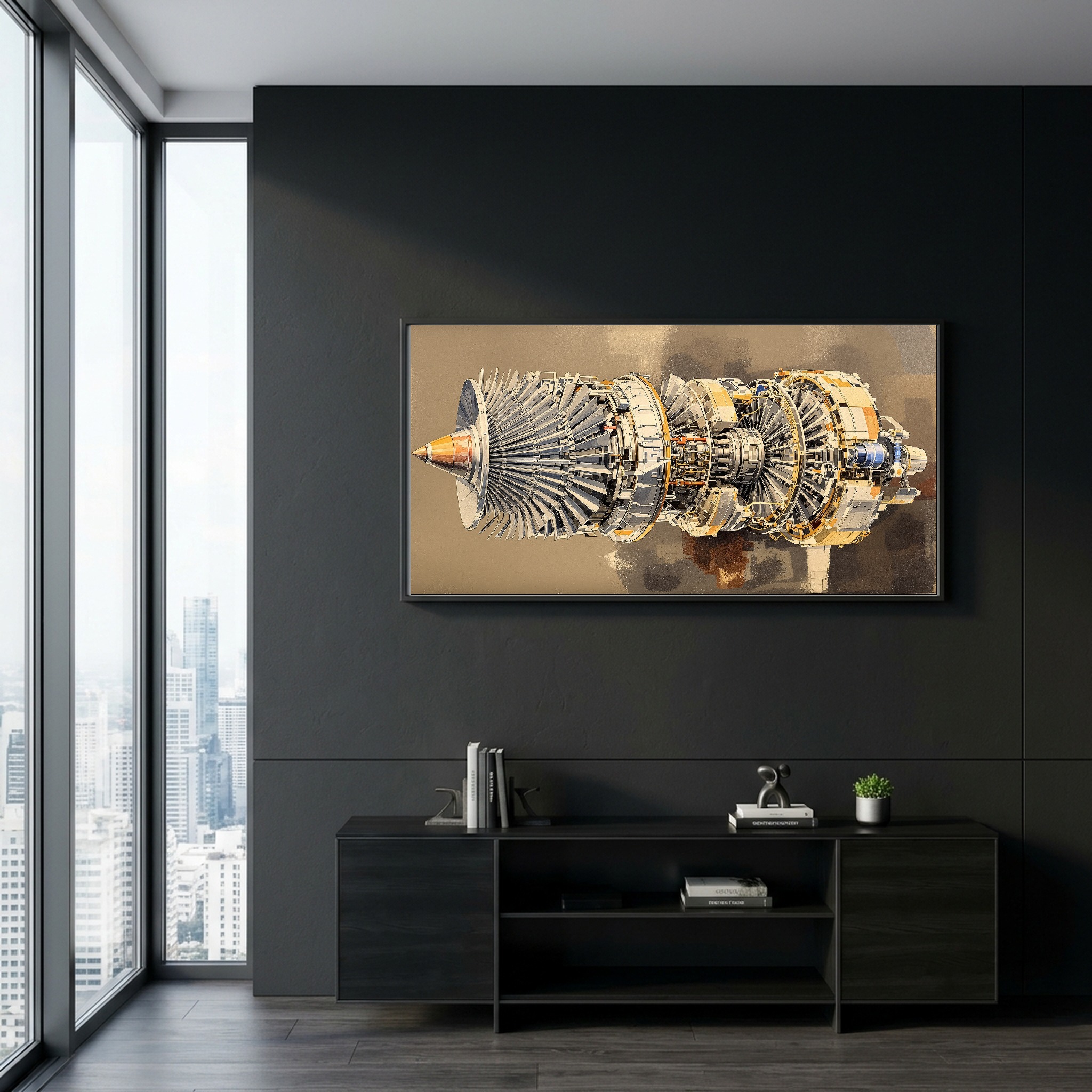 Turbofan Jet Engine Cutaway Canvas – Industrial Aviation Wall Art for Office or Loft - Image 10