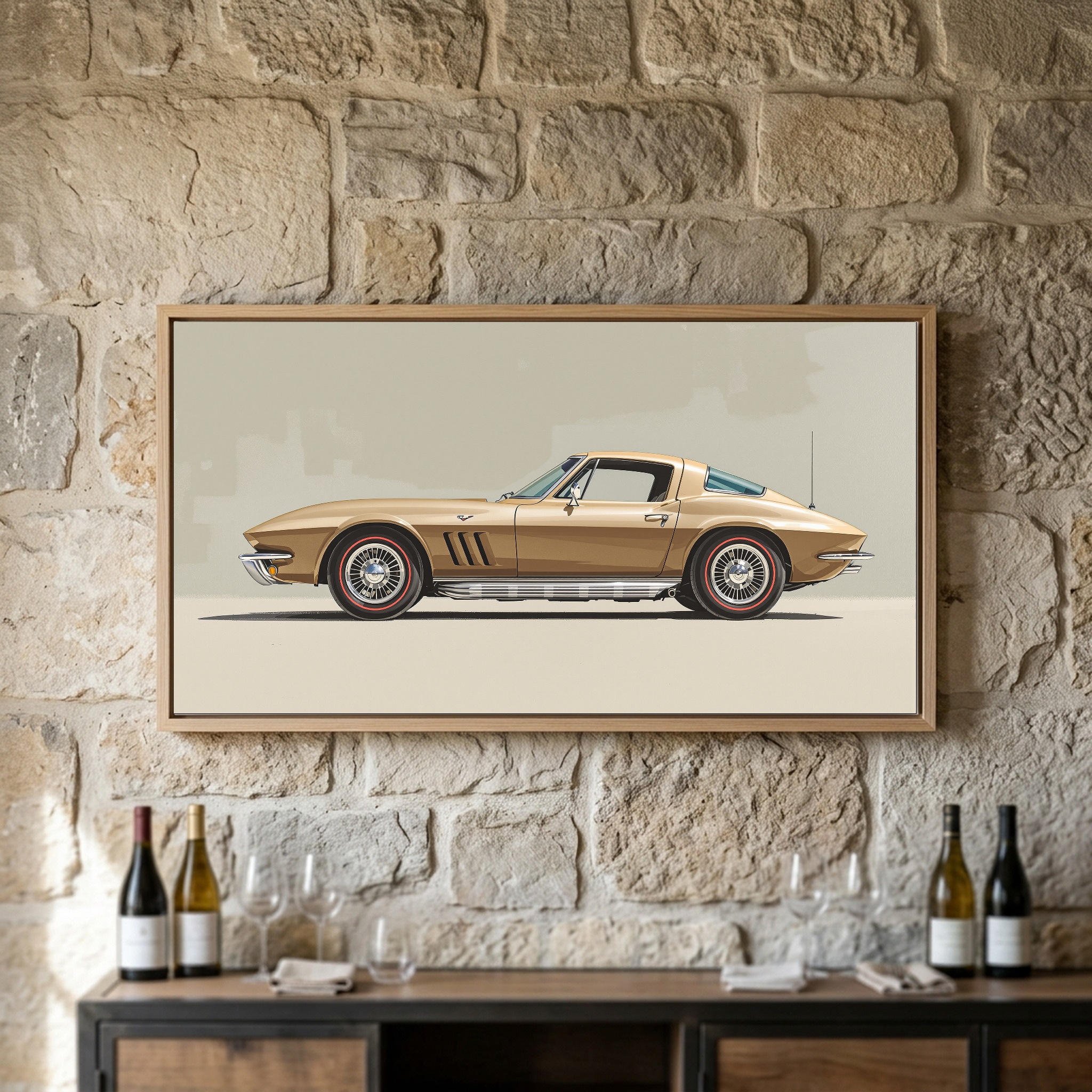 Split-Window Classic Corvette Profile – Panoramic Canvas Wall Art for Bedroom or Loft - Image 6