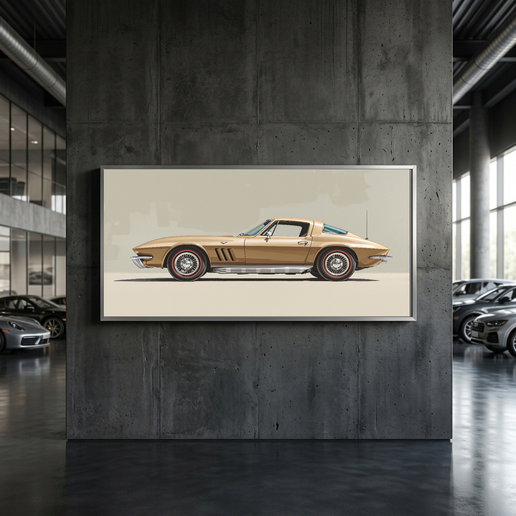 Split-Window Classic Corvette Profile – Panoramic Canvas Wall Art for Bedroom or Loft - Image 7