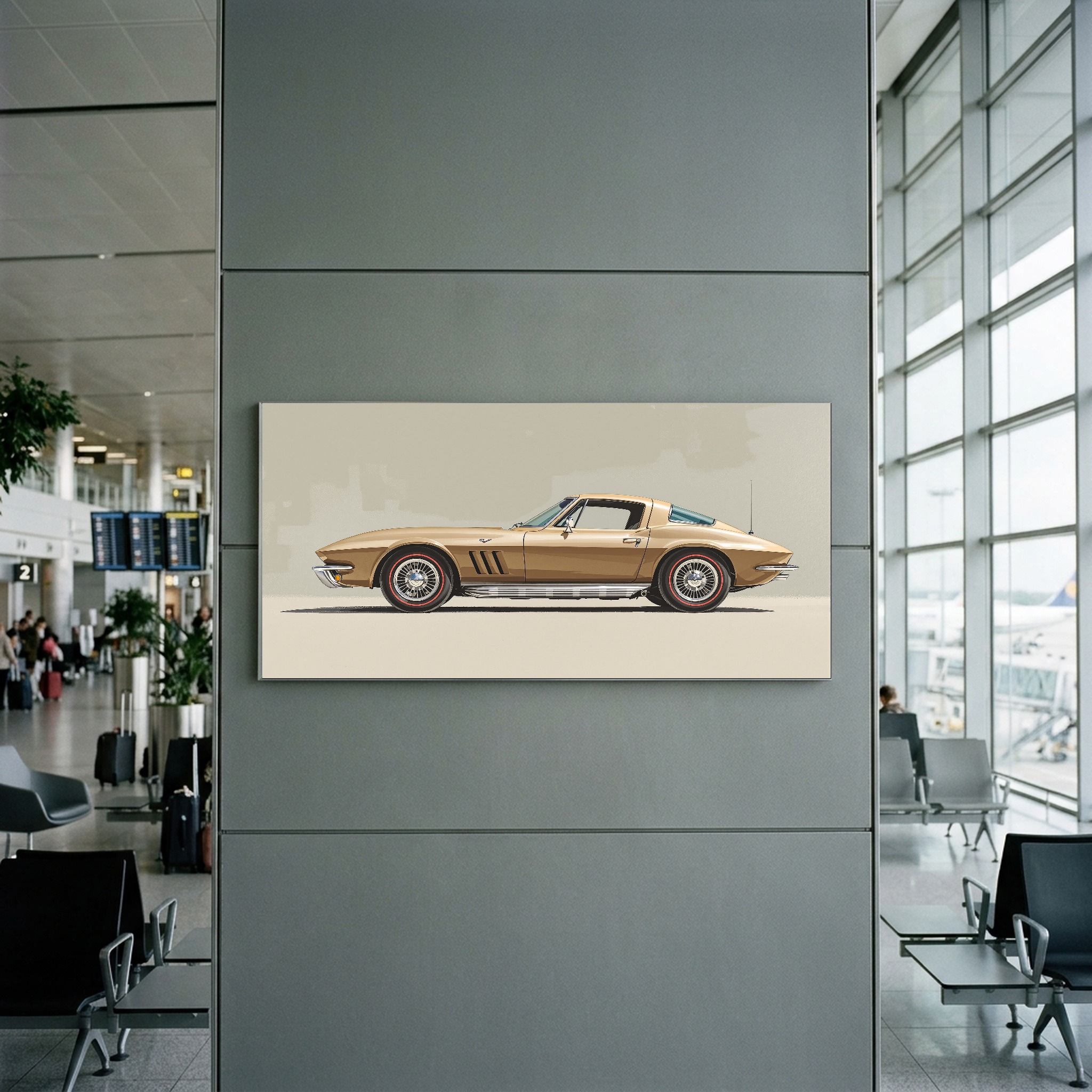 Split-Window Classic Corvette Profile – Panoramic Canvas Wall Art for Bedroom or Loft - Image 9