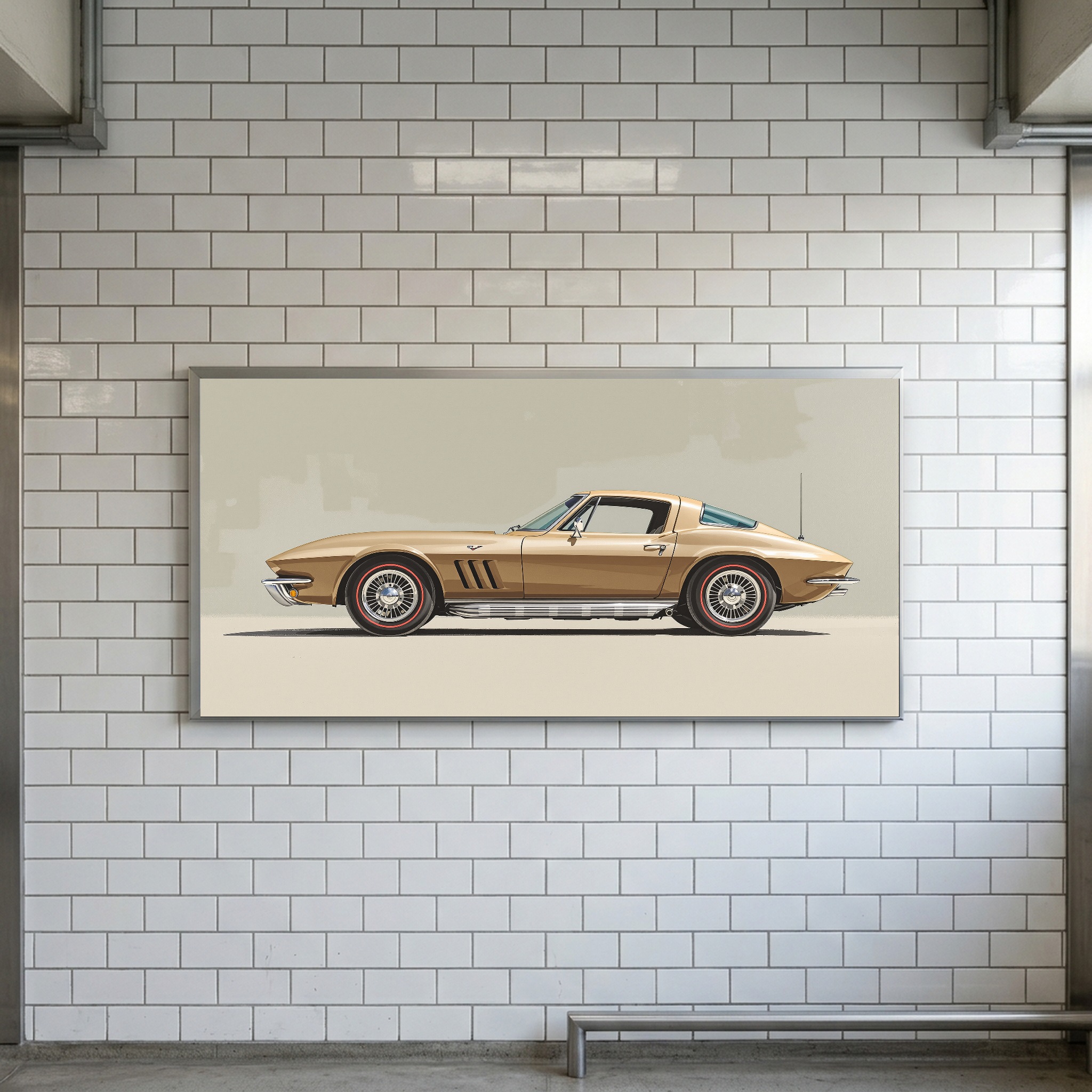 Split-Window Classic Corvette Profile – Panoramic Canvas Wall Art for Bedroom or Loft - Image 10