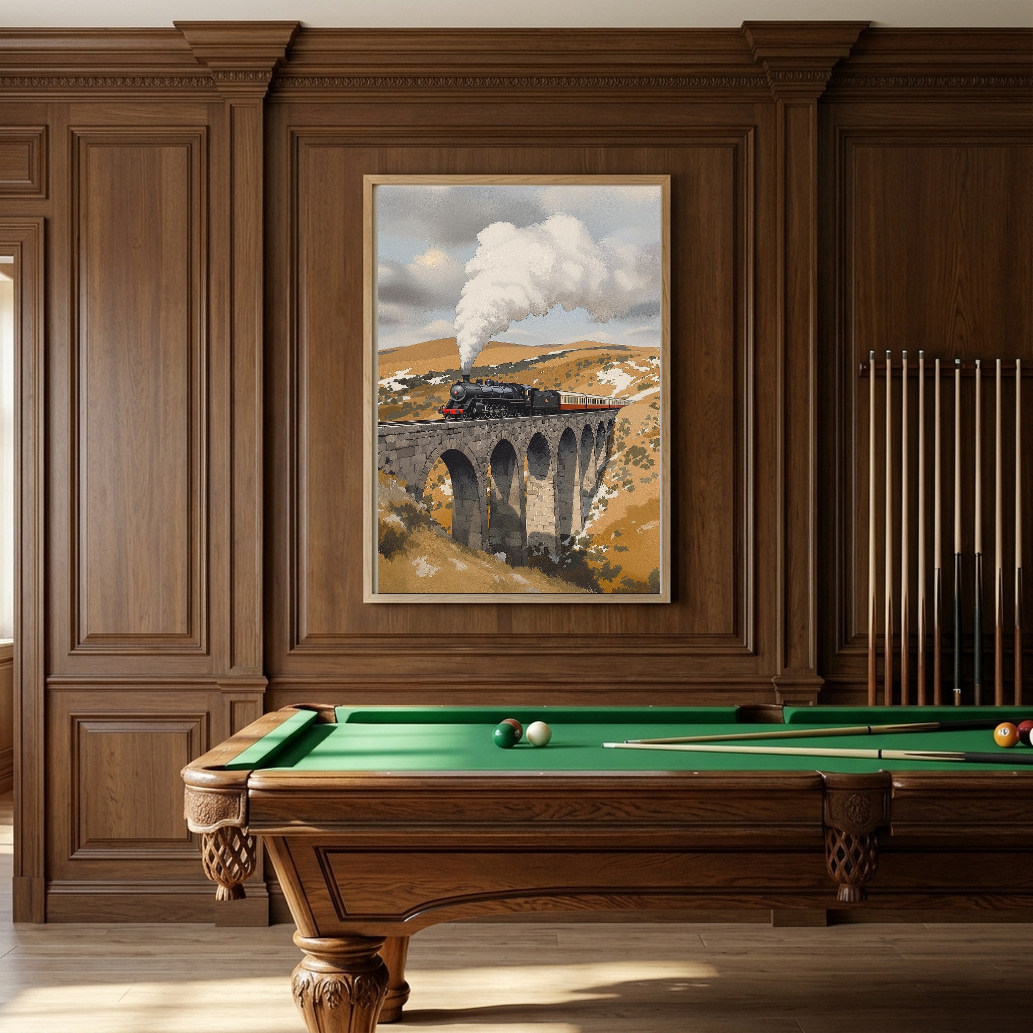 Steam Locomotive Crossing Stone Viaduct Canvas Wall Art - Image 5