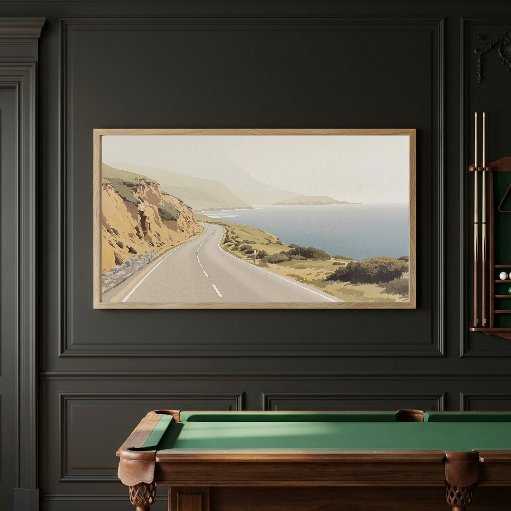 Pacific Coast Highway Foggy Cliffs Panoramic Canvas – Coastal Road Wall Art for Minimalist Living Room - Image 5