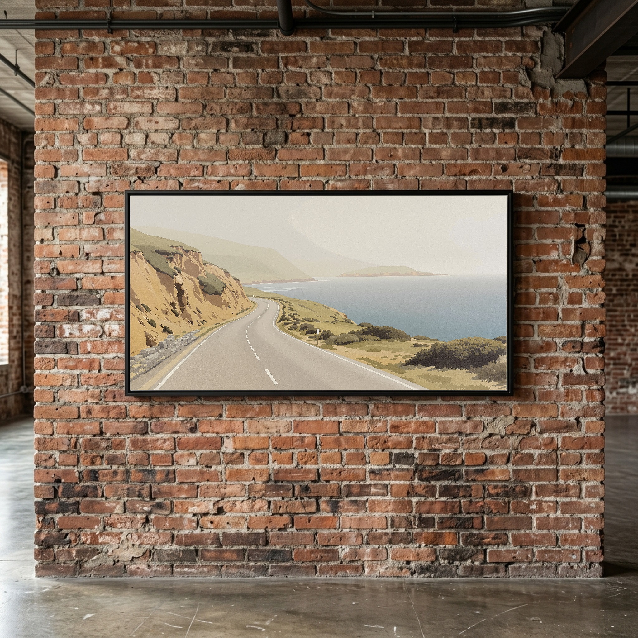 Pacific Coast Highway Foggy Cliffs Panoramic Canvas – Coastal Road Wall Art for Minimalist Living Room - Image 8