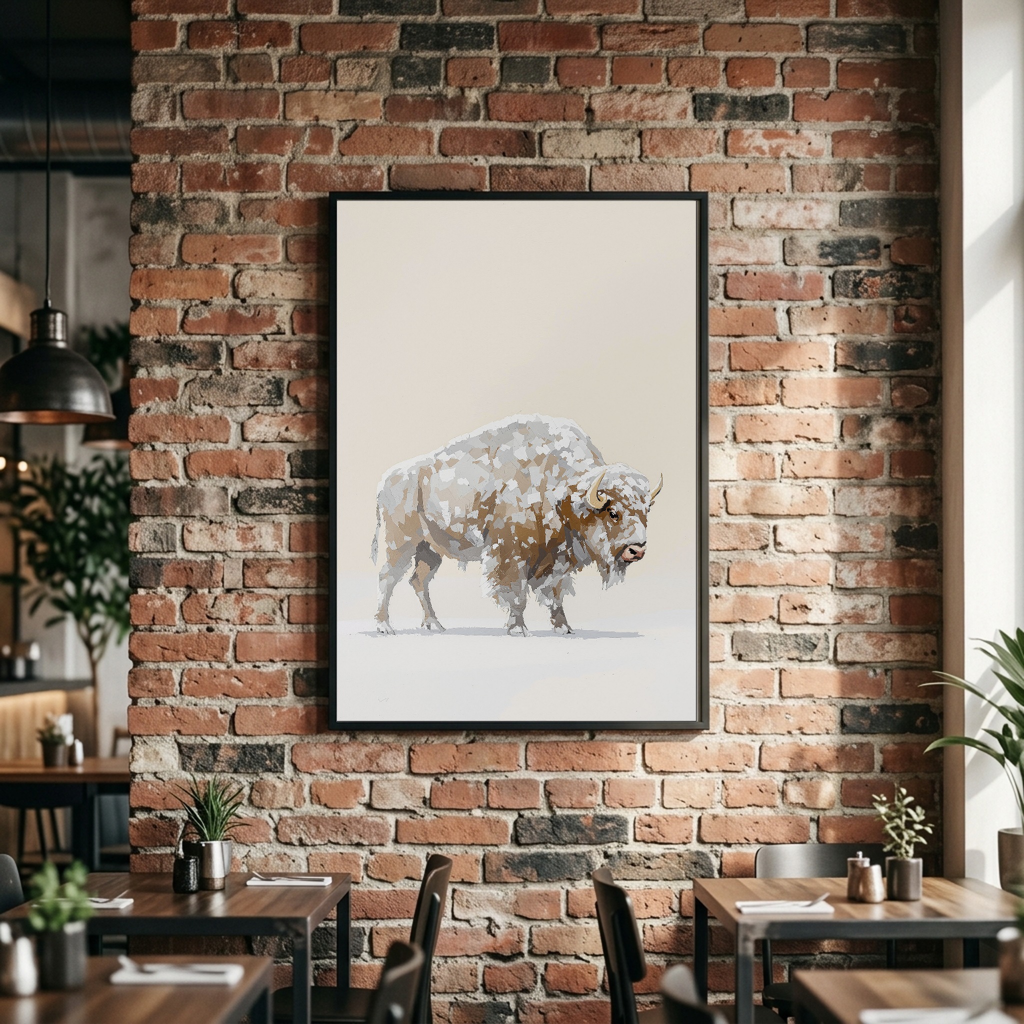 Frost-Covered Bison in a Yellowstone Blizzard | Vertical Canvas Wall Art for Mountain Homes - Image 2