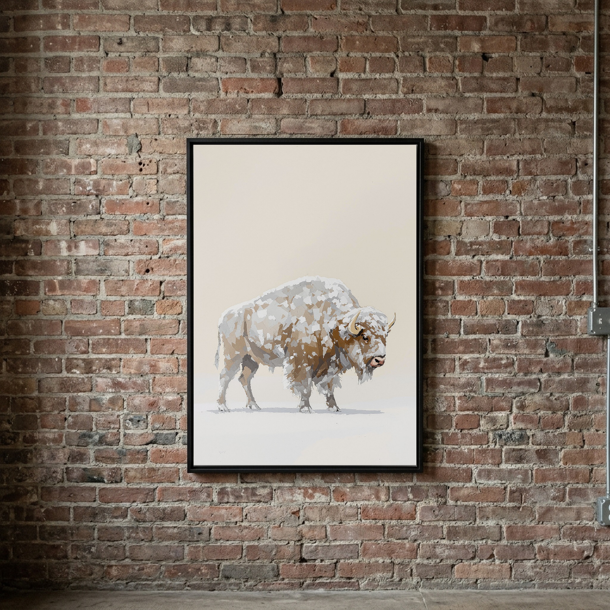 Frost-Covered Bison in a Yellowstone Blizzard | Vertical Canvas Wall Art for Mountain Homes - Image 3