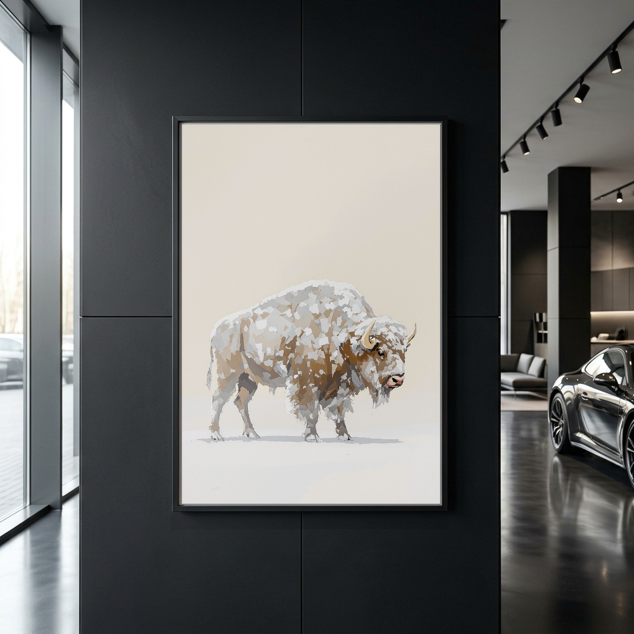 Frost-Covered Bison in a Yellowstone Blizzard | Vertical Canvas Wall Art for Mountain Homes - Image 8