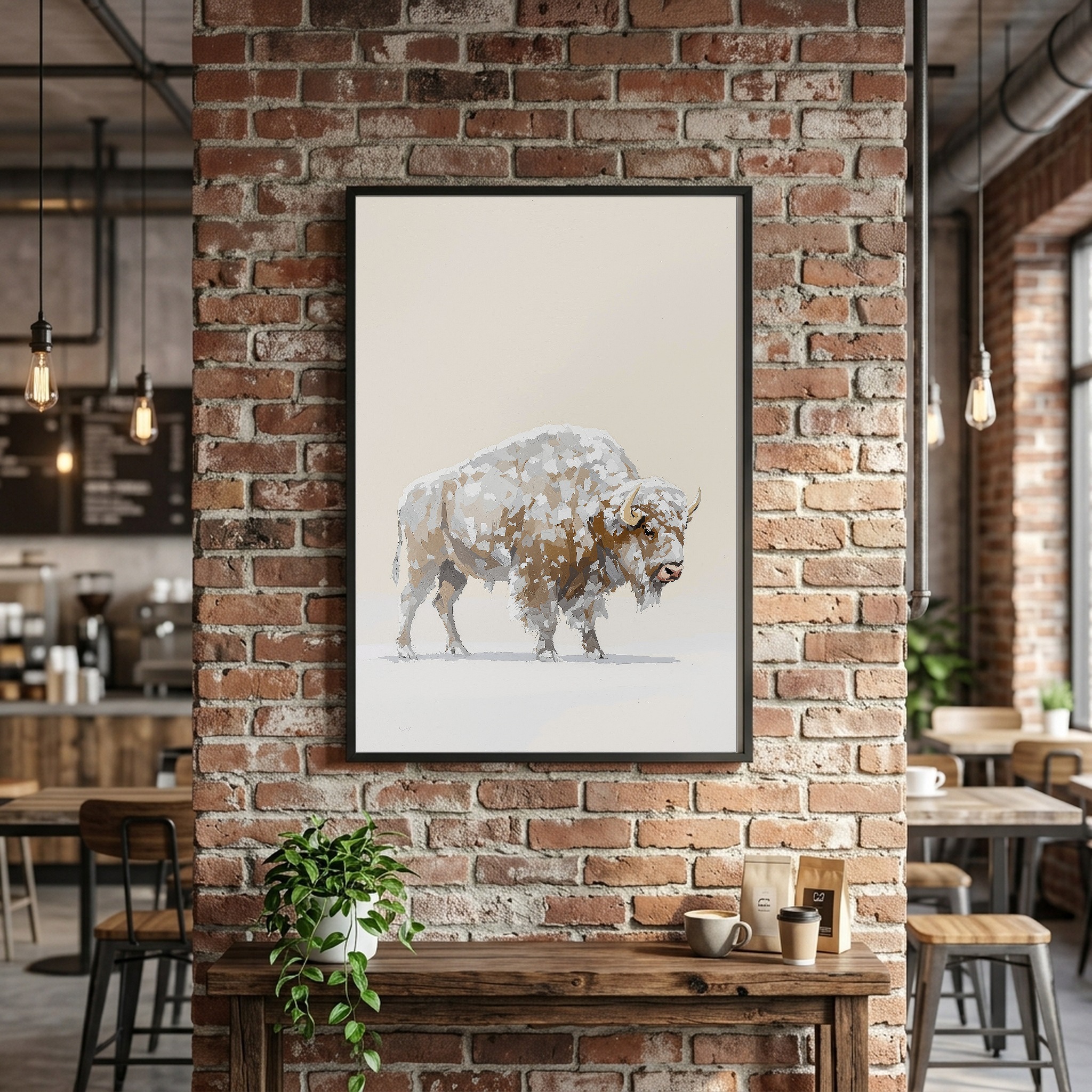 Frost-Covered Bison in a Yellowstone Blizzard | Vertical Canvas Wall Art for Mountain Homes - Image 10