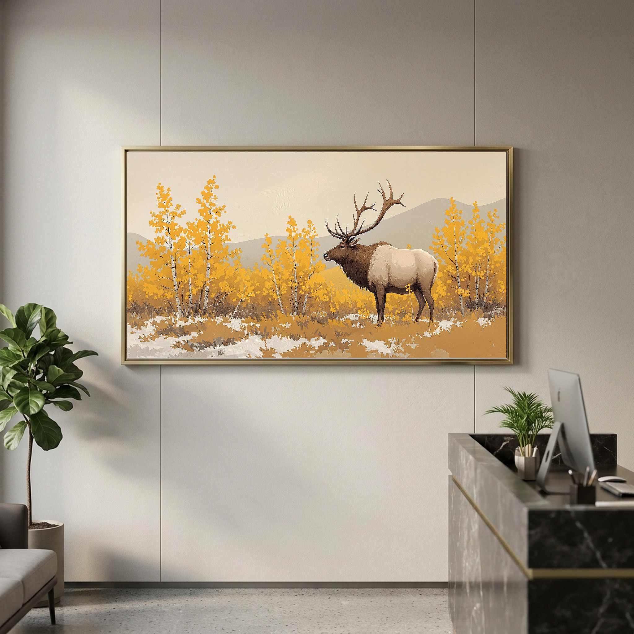 Bull Elk Bugling in Autumn Mist – Panoramic Canvas Wall Art for Rustic Cabin - Image 6