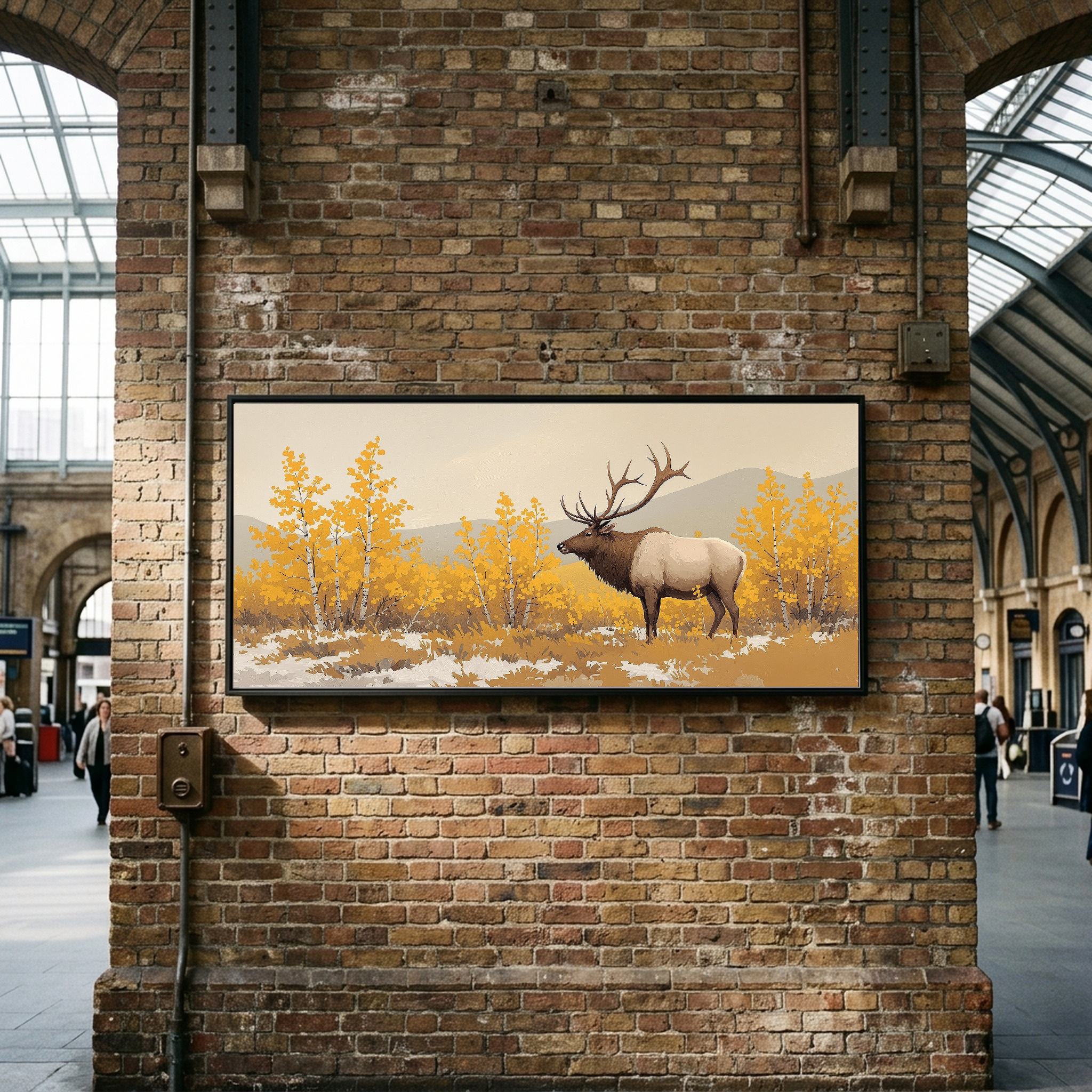 Bull Elk Bugling in Autumn Mist – Panoramic Canvas Wall Art for Rustic Cabin - Image 7