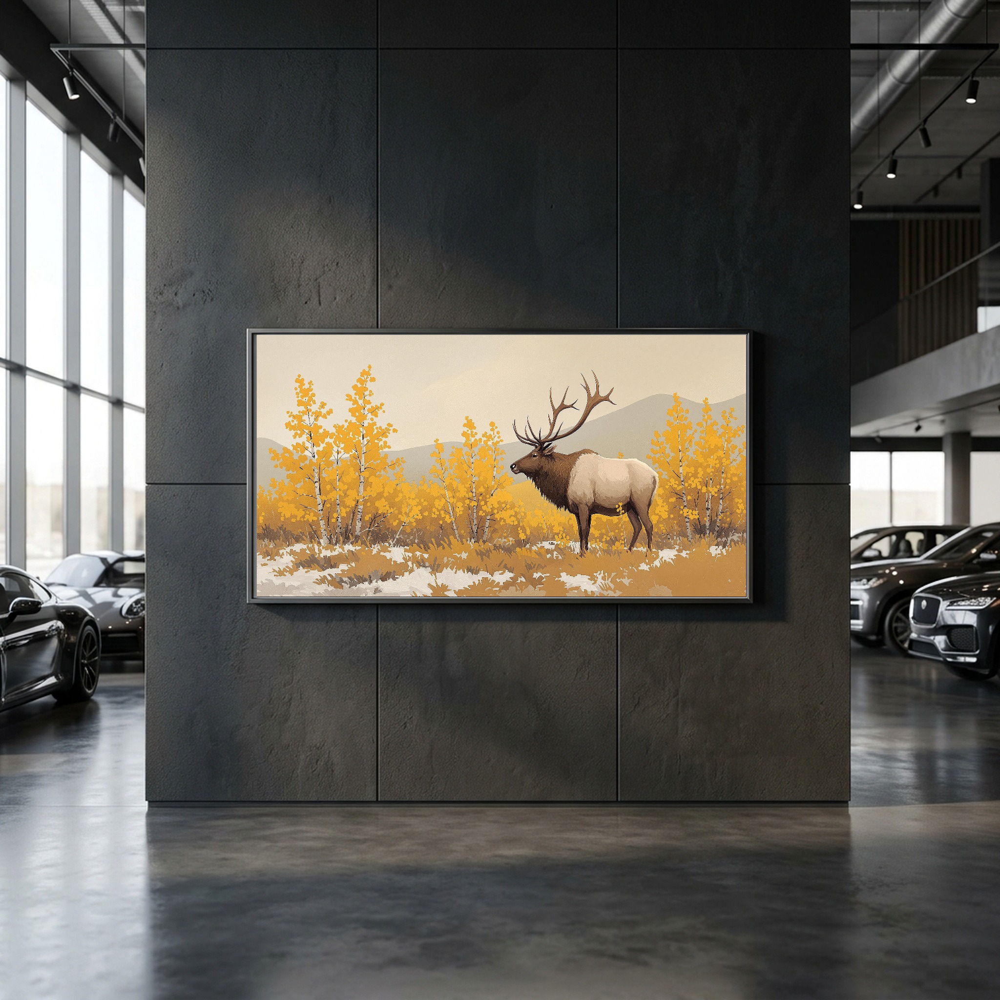 Bull Elk Bugling in Autumn Mist – Panoramic Canvas Wall Art for Rustic Cabin - Image 8
