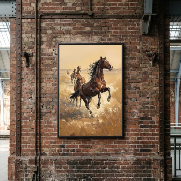 Wild Mustangs Galloping Across the Open Prairie Canvas Wall Art