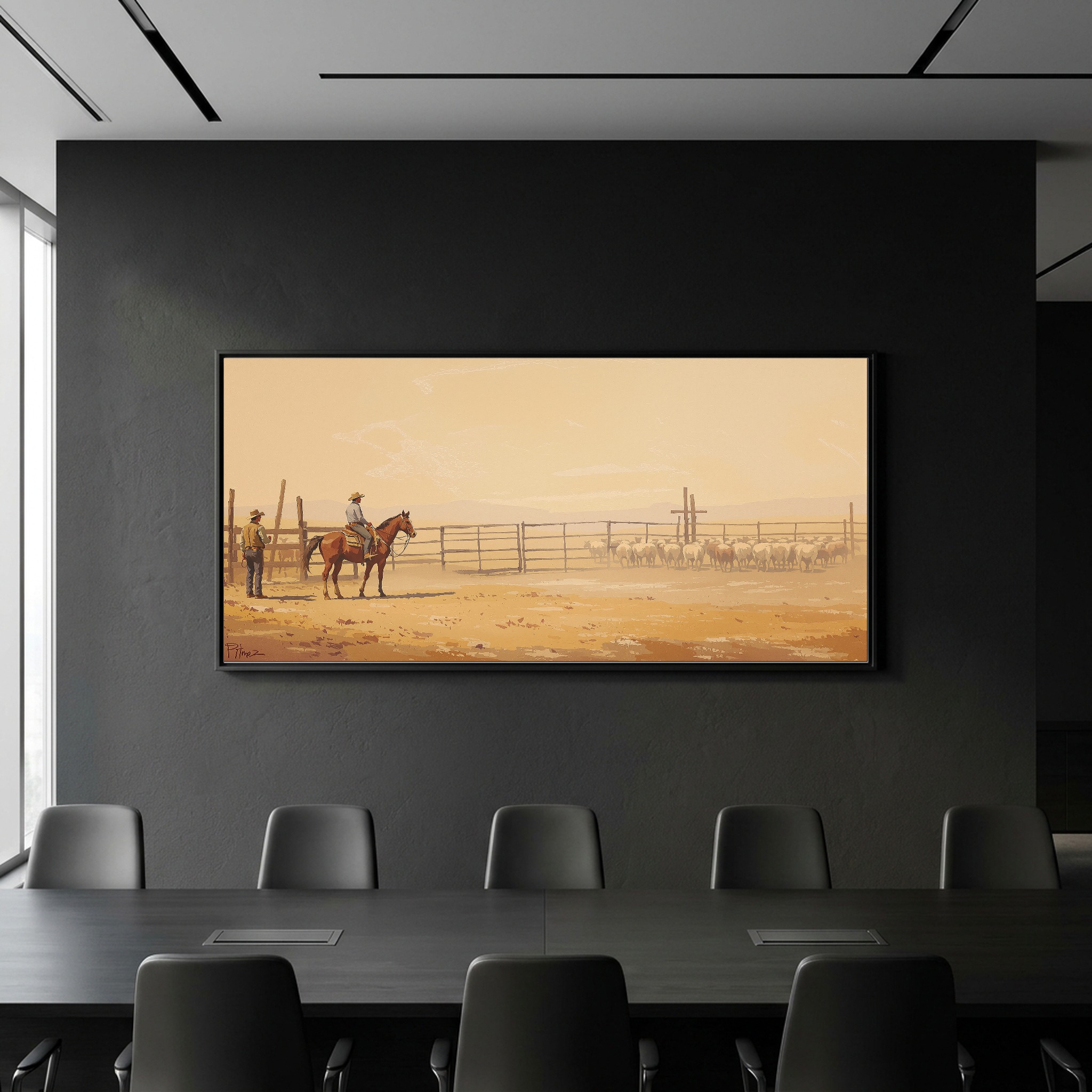 Cowboy and Quarter Horse Working the Herd in a Rustic Corral - Image 4