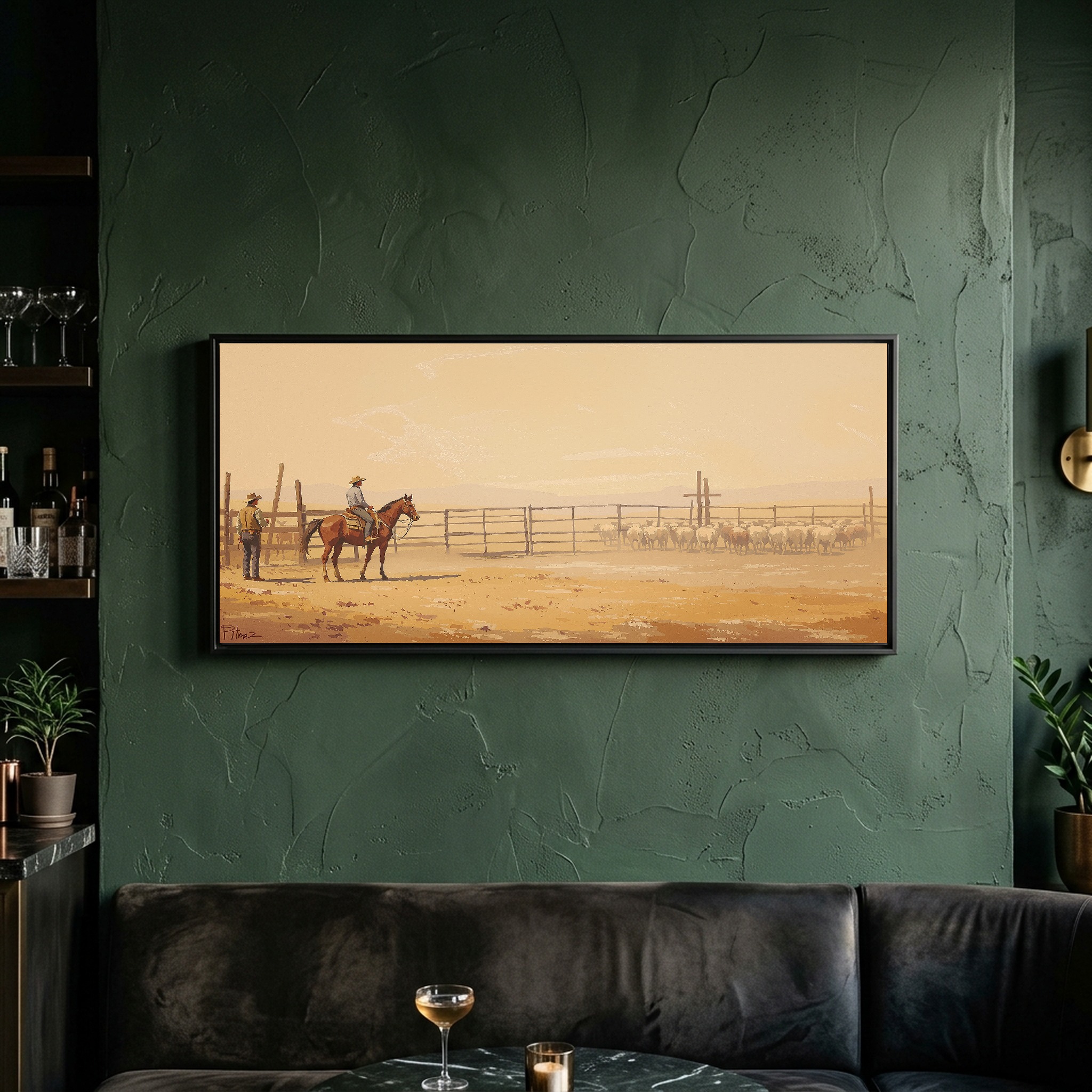 Cowboy and Quarter Horse Working the Herd in a Rustic Corral - Image 7