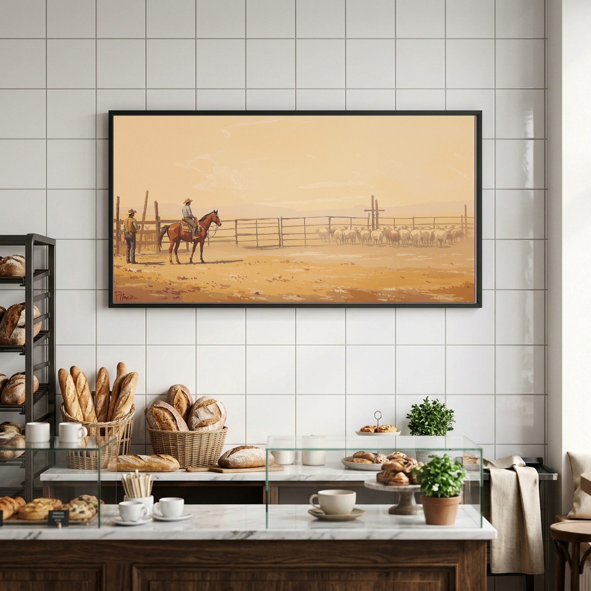 Cowboy and Quarter Horse Working the Herd in a Rustic Corral - Image 9