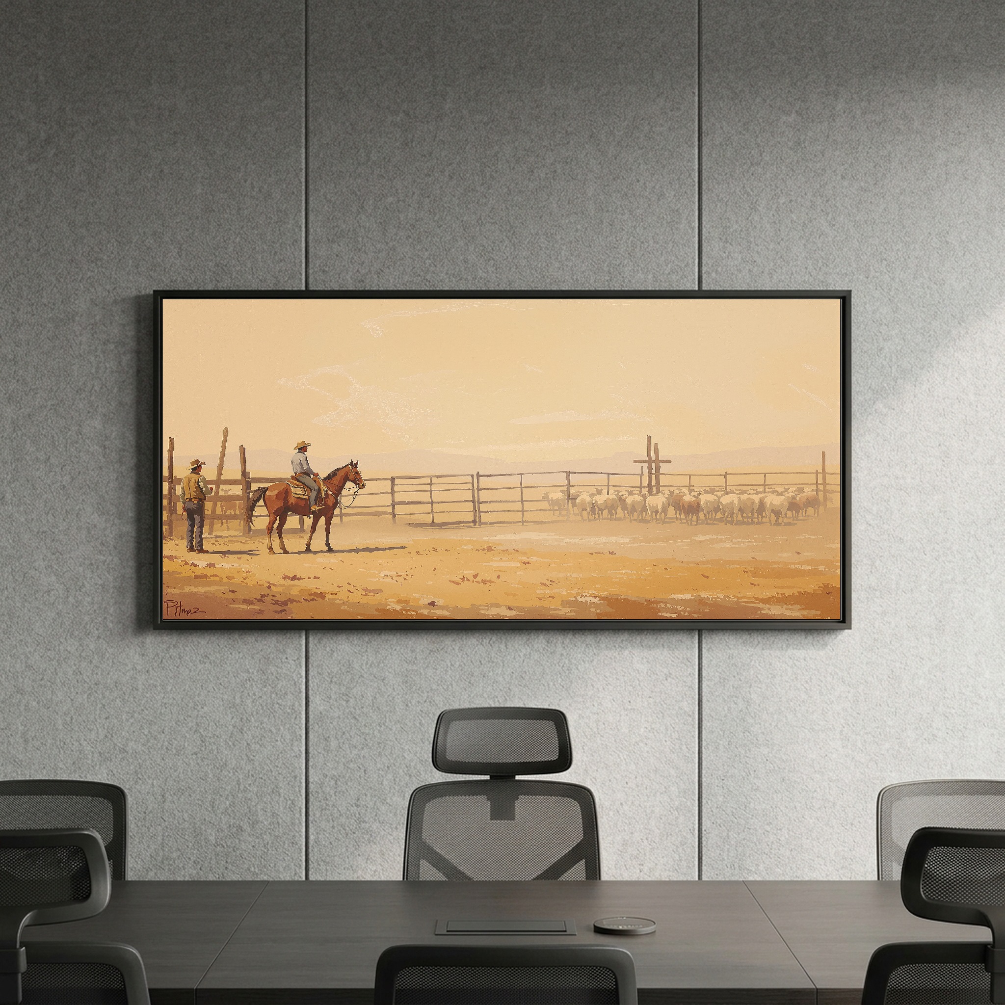 Cowboy and Quarter Horse Working the Herd in a Rustic Corral - Image 10