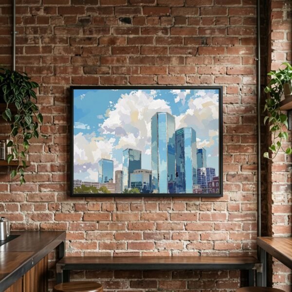Dallas Downtown Glass Horizon: City Skyline Canvas Wall Art for Executive Office