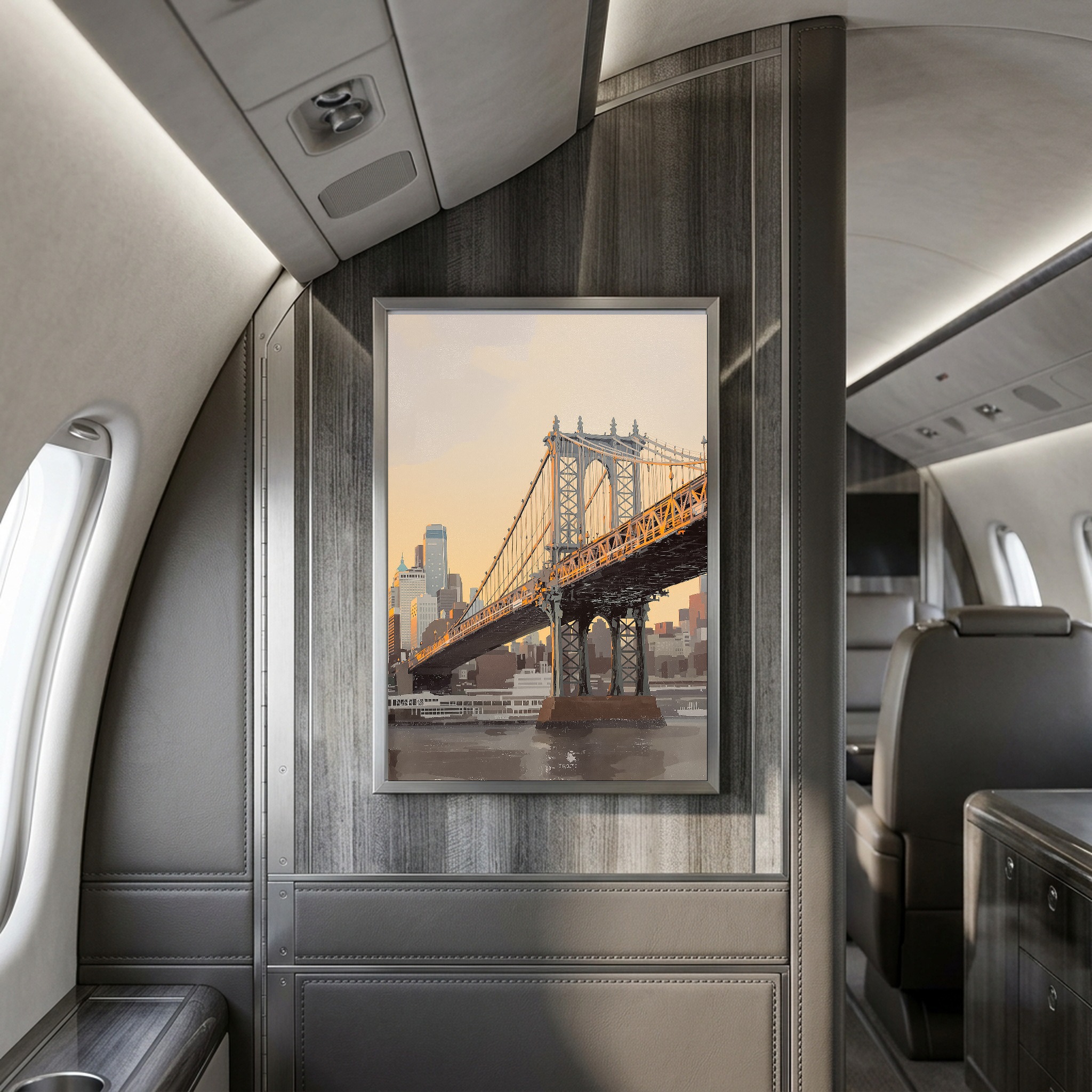 Manhattan Skyline from Brooklyn Bridge at Sunset – Vertical Canvas Wall Art for Above Sofa - Image 7