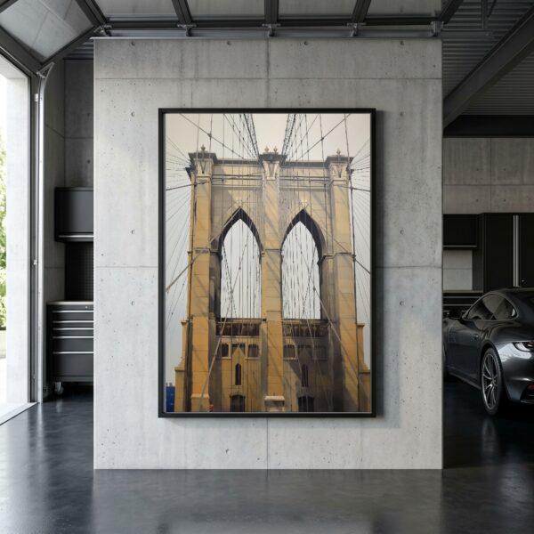 Brooklyn Bridge Gothic Arches and Tension Cables, Architectural Canvas Print