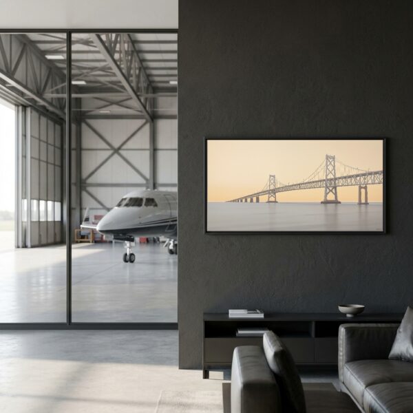 Mackinac Bridge Panoramic Canvas: Michigan's Straits in Blue