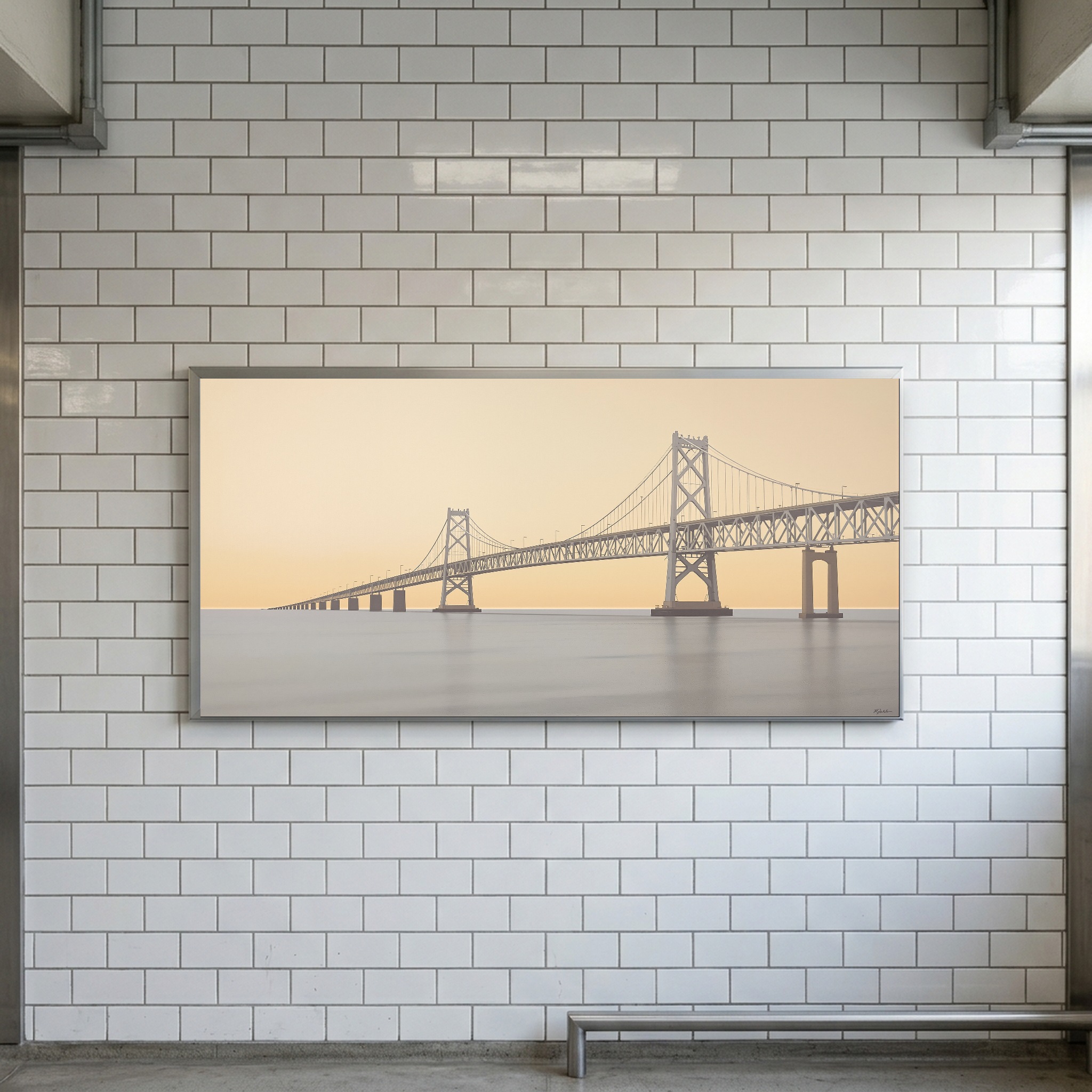 Mackinac Bridge Panoramic Canvas: Michigan's Straits in Blue - Image 2
