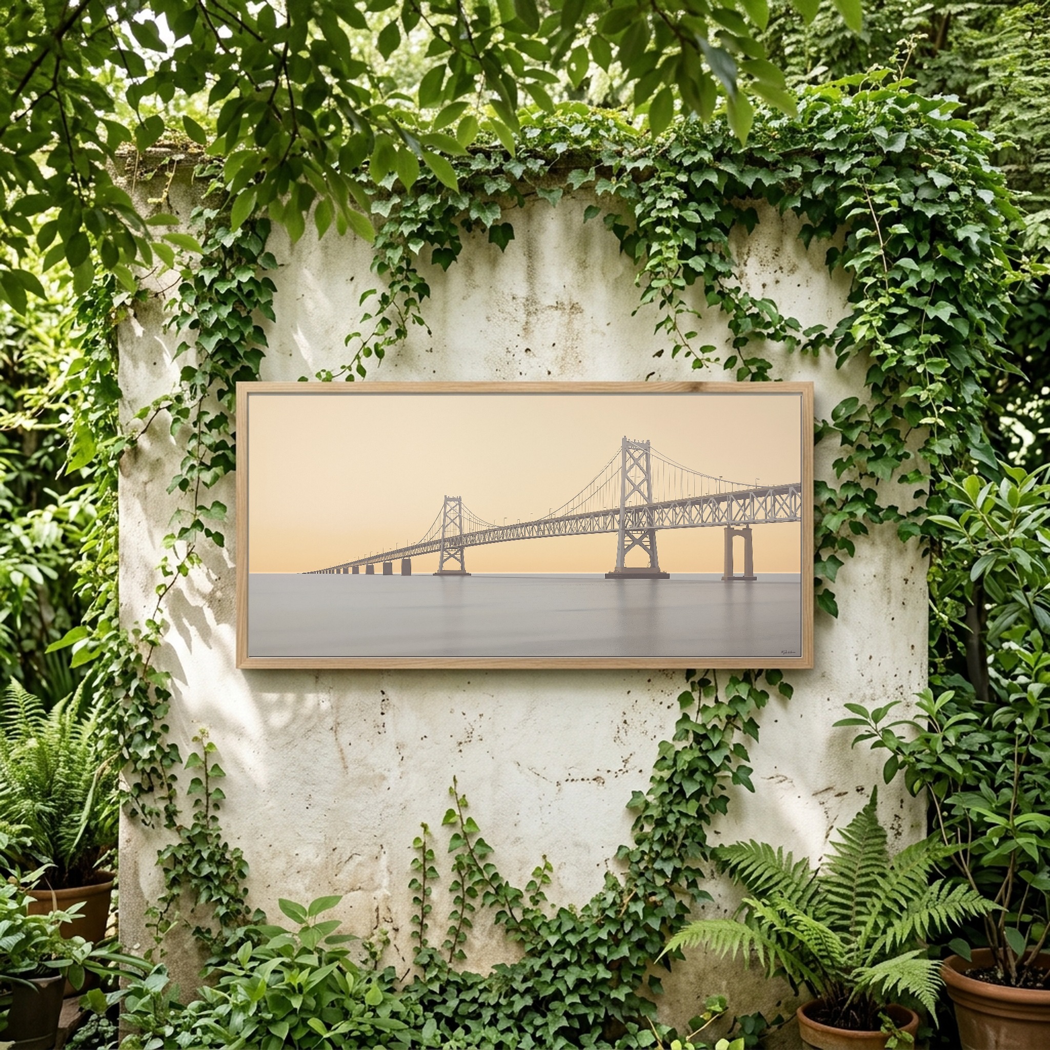 Mackinac Bridge Panoramic Canvas: Michigan's Straits in Blue - Image 3