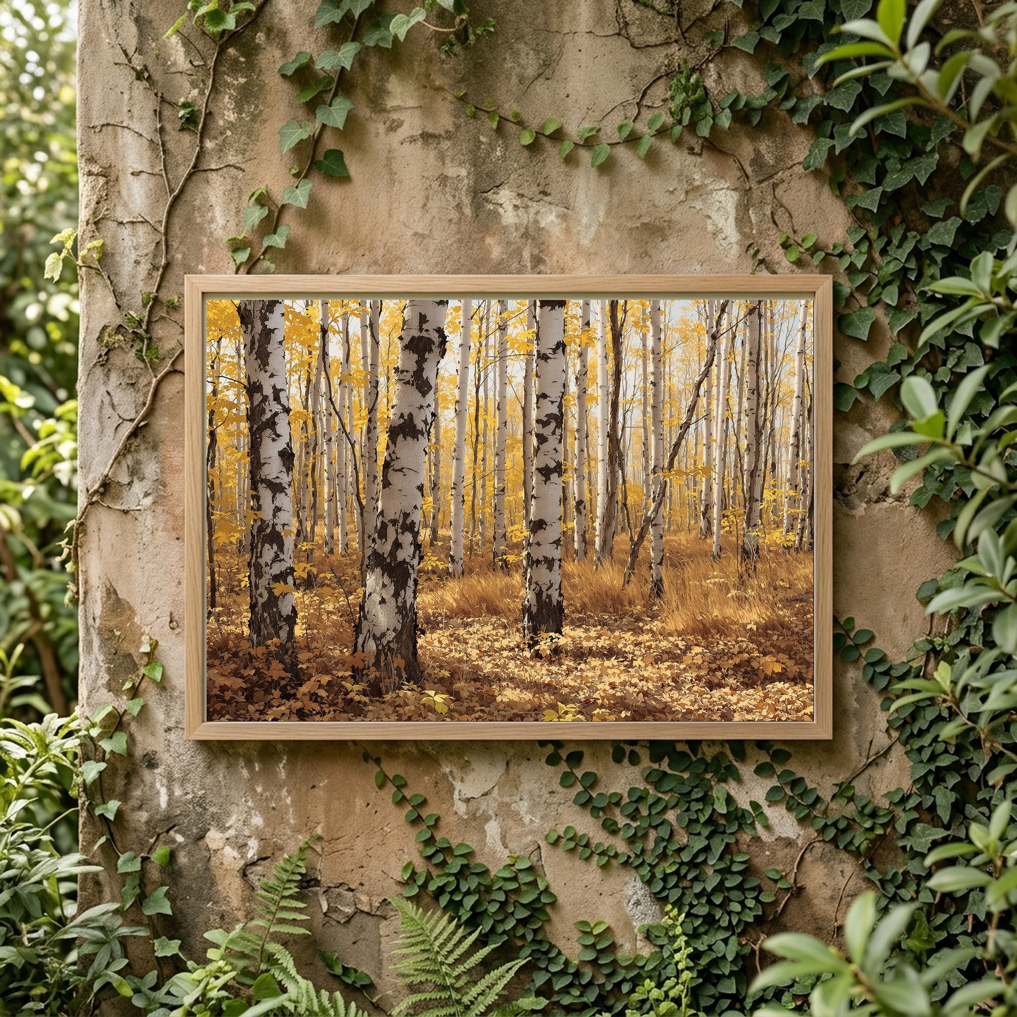 Tensed Recurve Bow Aiming in Autumn Birch Woods | Canvas Wall Art for Private Room - Image 7