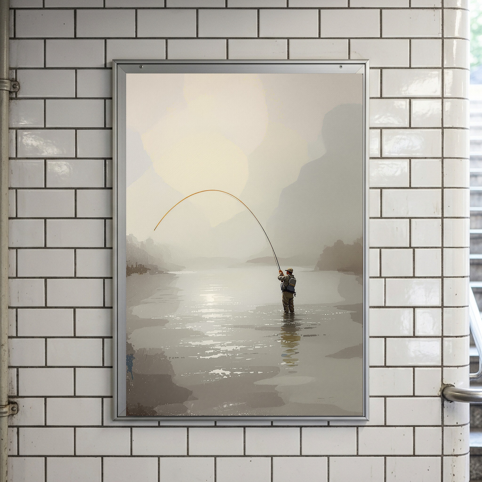 Fly Fisherman Casting on Misty River – Vertical Canvas Wall Art for the Angler's Office - Image 9