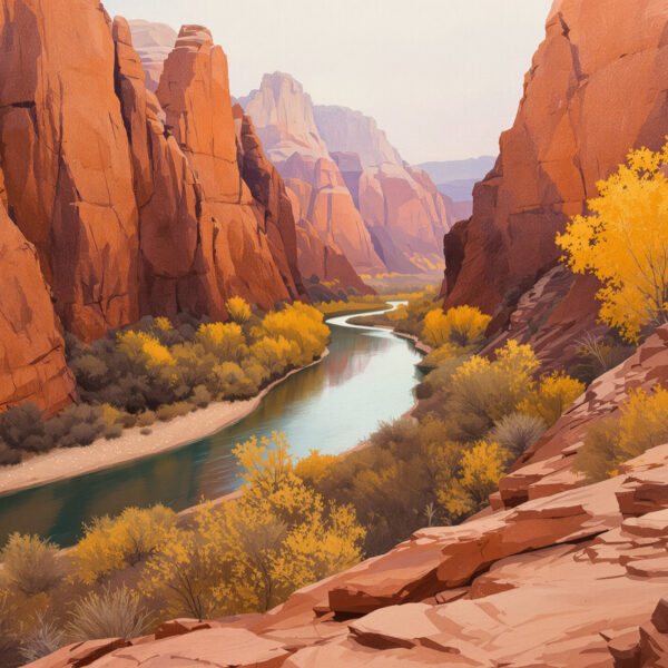 Zion Red Rock Narrow Canyons — Panoramic Canvas Wall Art